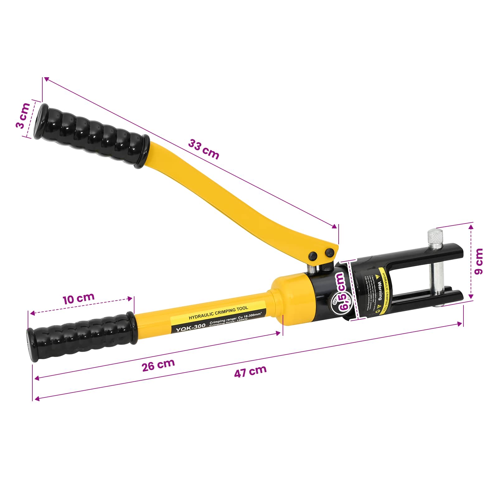 vidaXL Hydrauliczne narzędzie do zaciskania kabli 12 T 10-300 mm² Stal