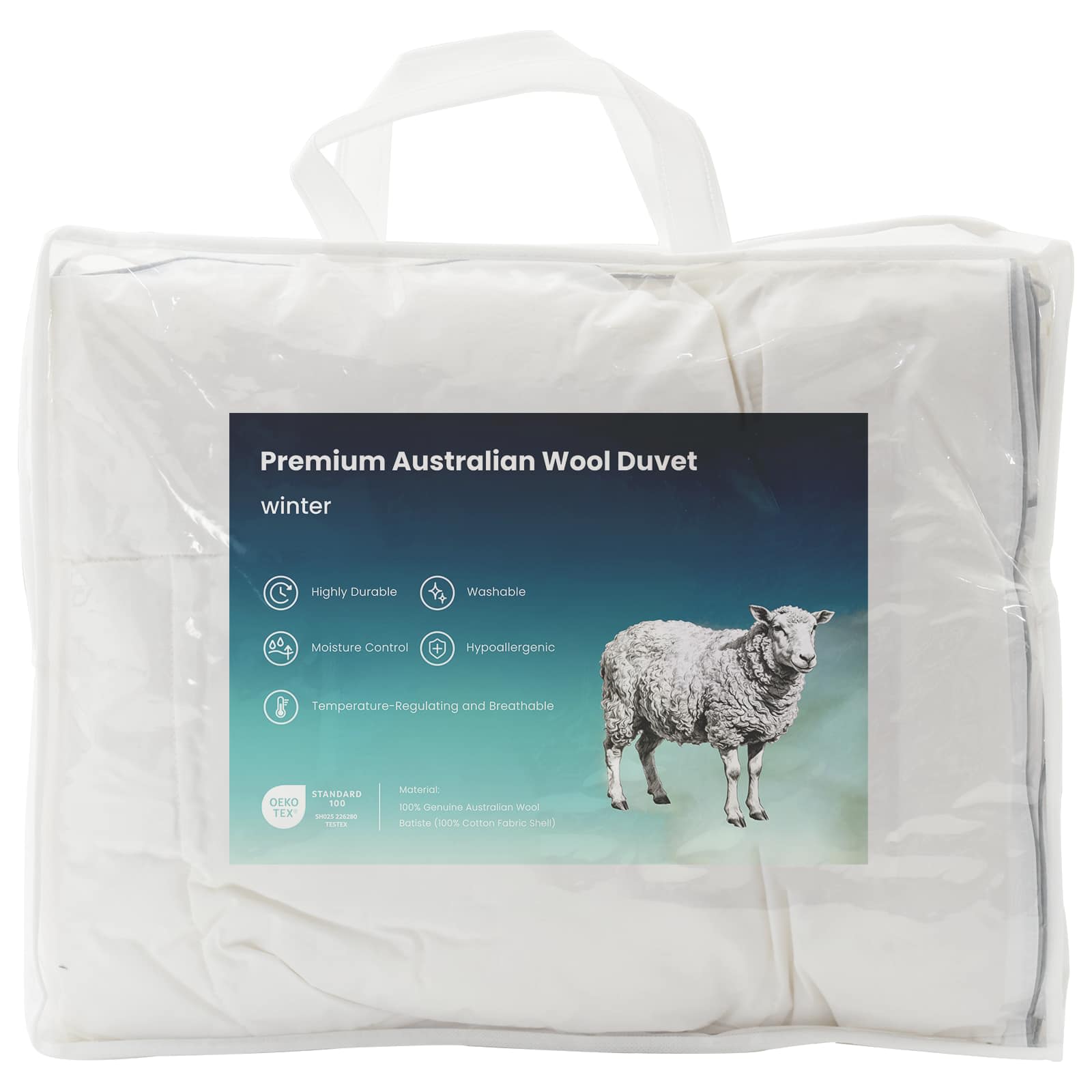 vidaXL Kołdra 135x220 cm Zima 450 GSM Wełna australijska Biały