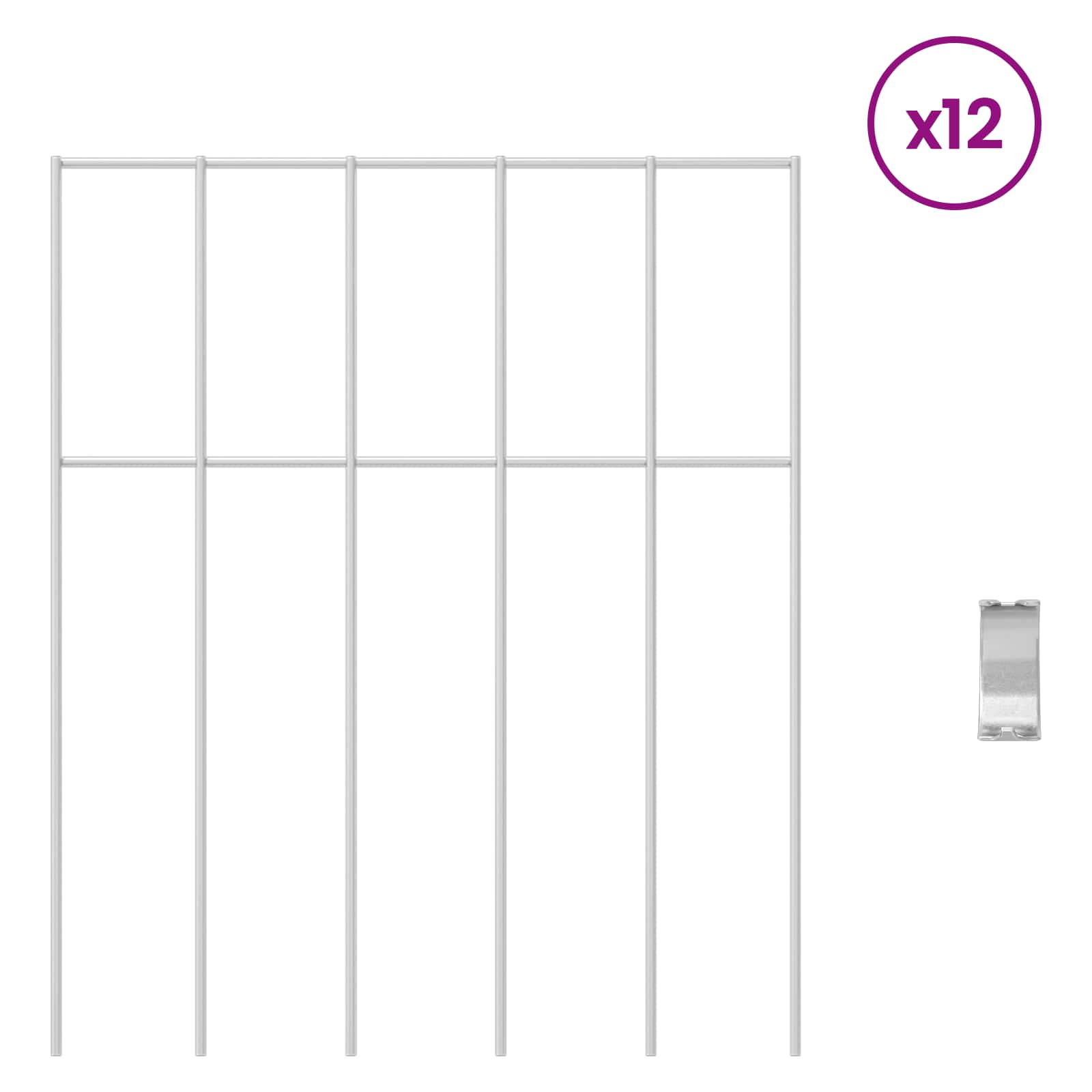 vidaXL Panel ogrodzeniowy 12 pcs Stal ocynkowana srebrny