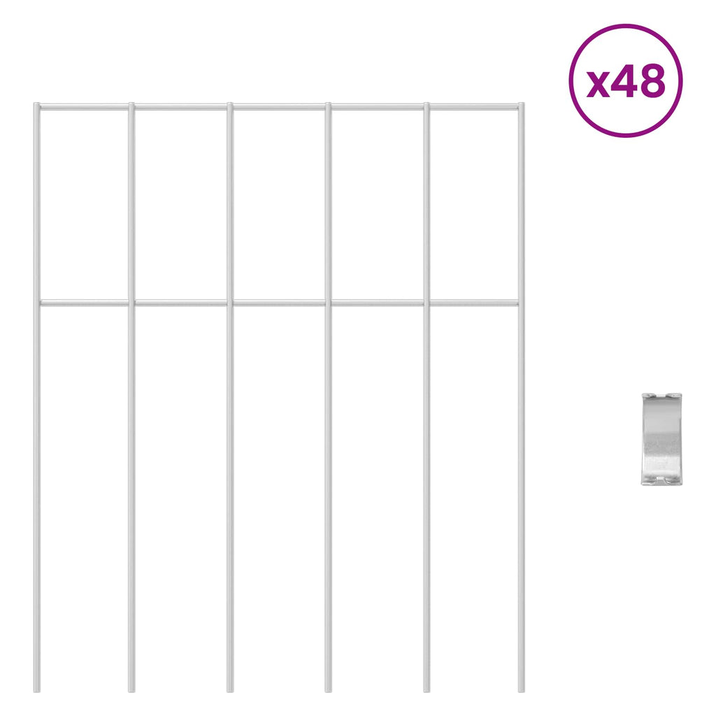 vidaXL Panel ogrodzeniowy 48 pcs Stal ocynkowana srebrny