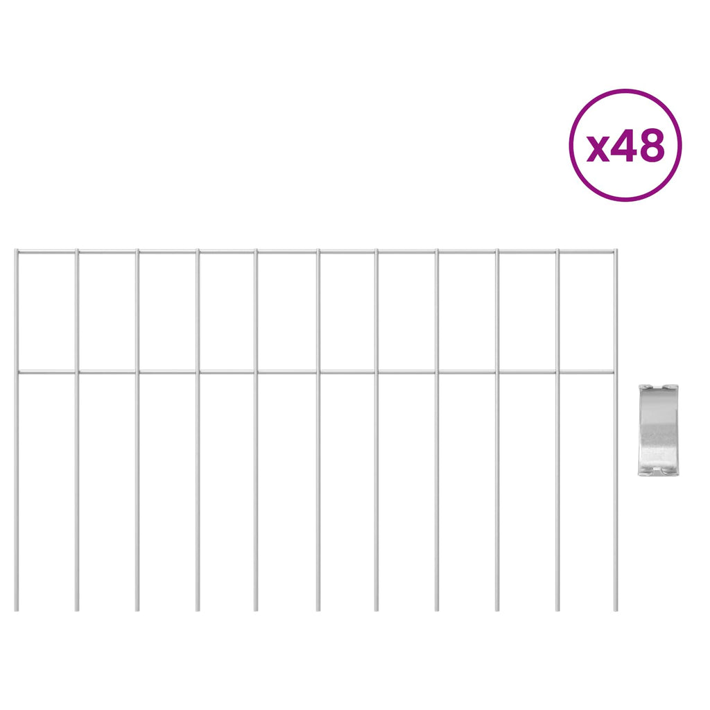 vidaXL Panel ogrodzeniowy 48 pcs Stal ocynkowana srebrny