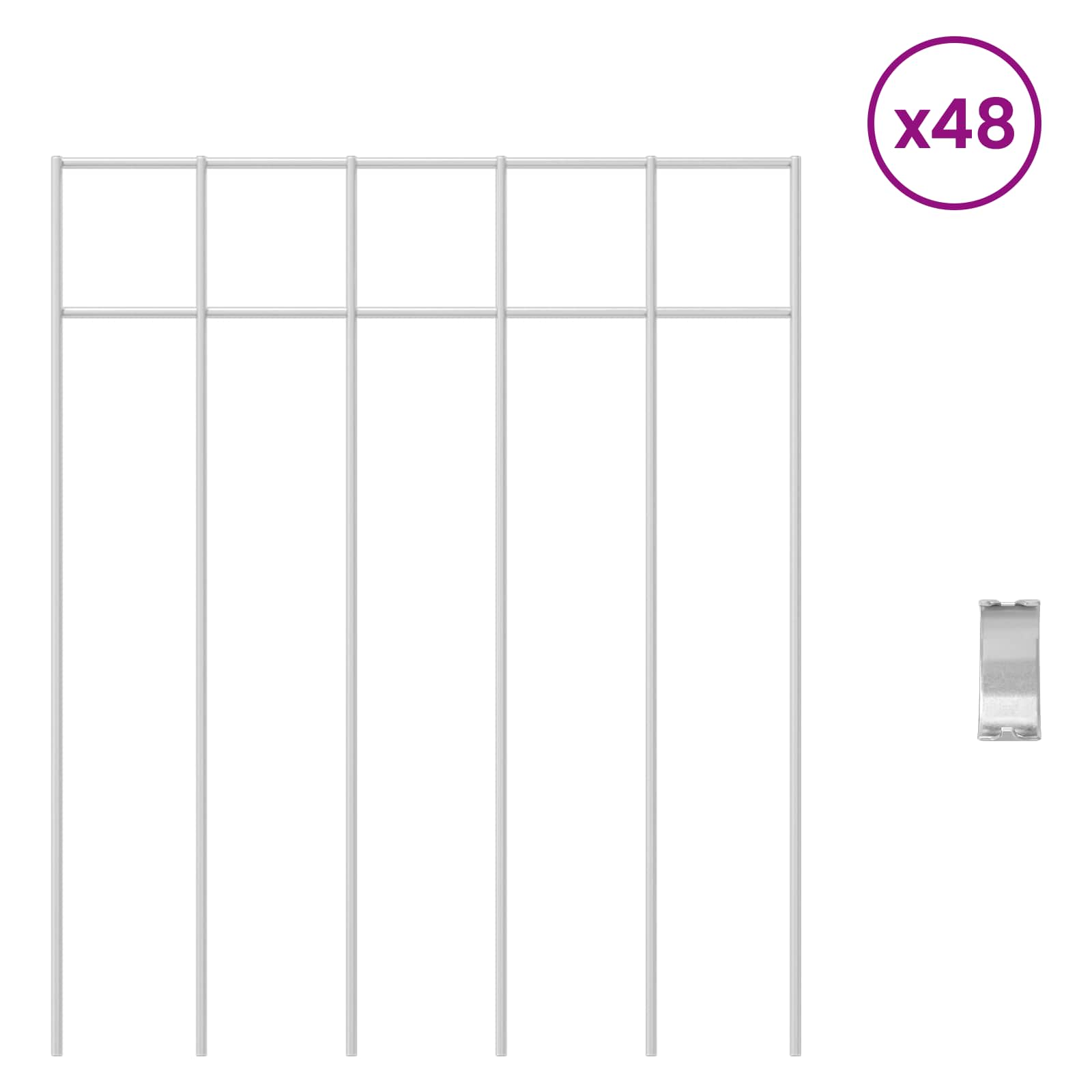 vidaXL Panel ogrodzeniowy 48 pcs Stal ocynkowana srebrny