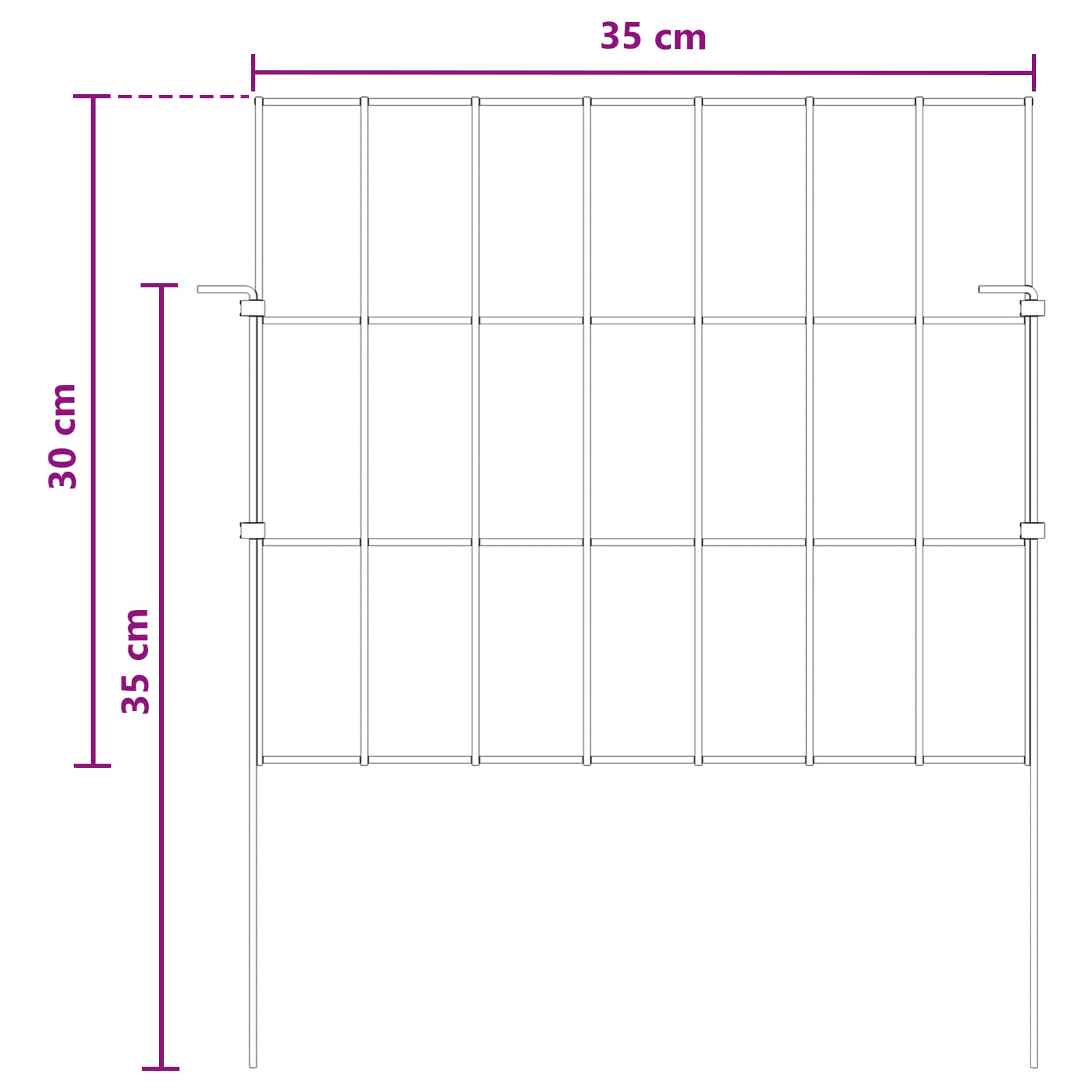 vidaXL Ogrodzenie z palikami 48 pcs 35 x 30 cm Mesh Stal ocynkowana