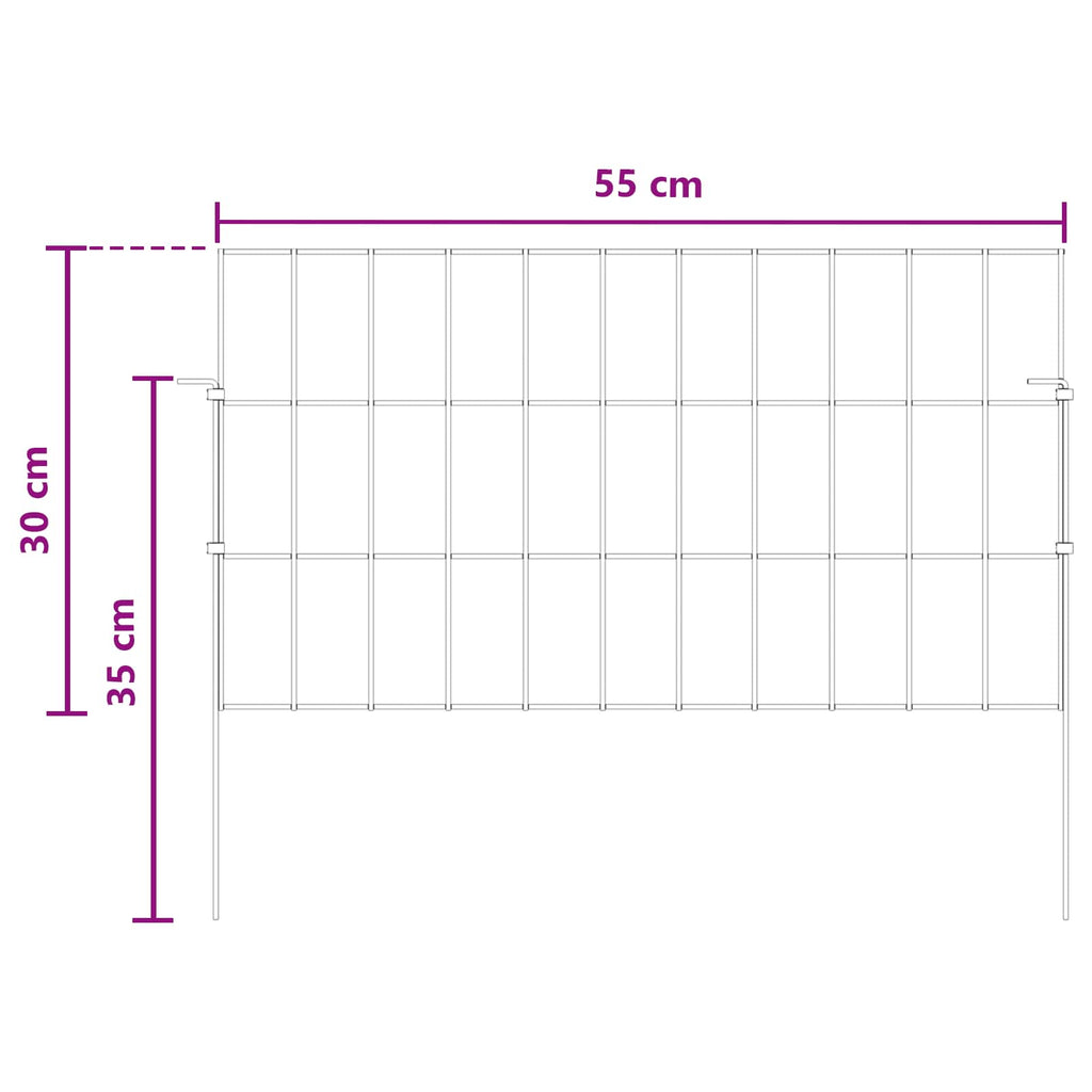 vidaXL Ogrodzenie z palikami 24 pcs 55 x 30 cm Mesh Stal ocynkowana