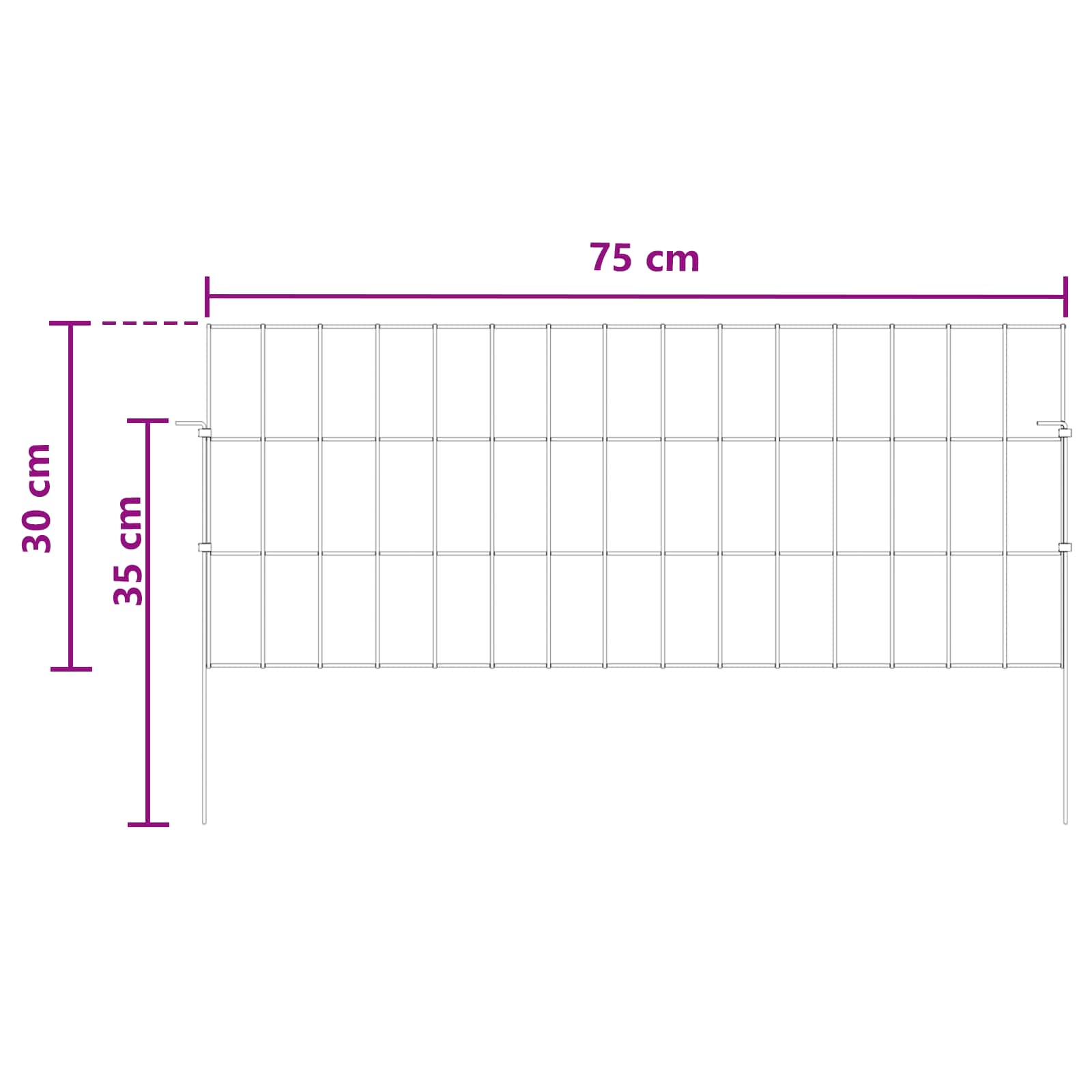 vidaXL Ogrodzenie z palikami 48 pcs 75 x 30 cm Mesh Stal ocynkowana