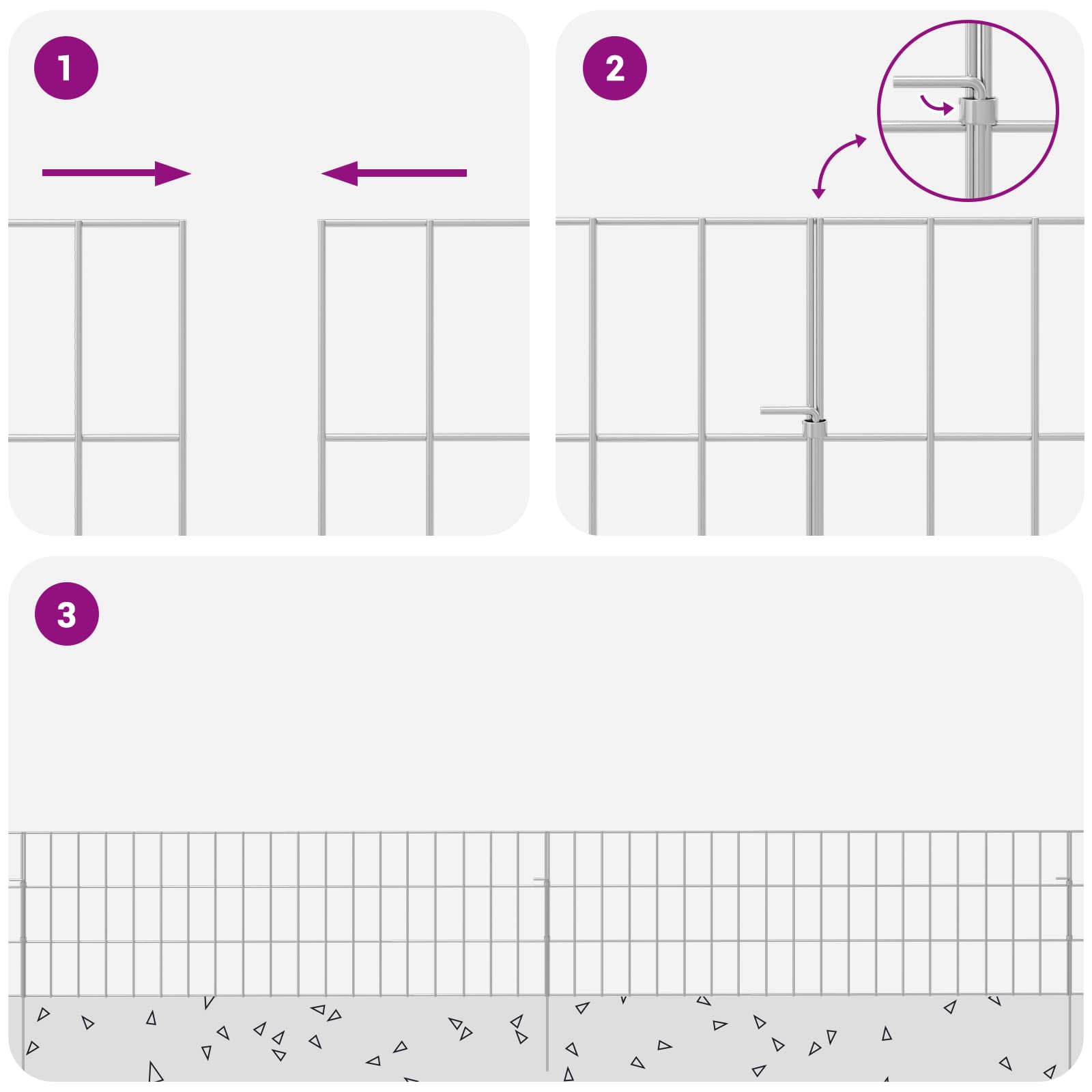 vidaXL Ogrodzenie z palikami 24 pcs 95 x 30 cm Mesh Stal ocynkowana