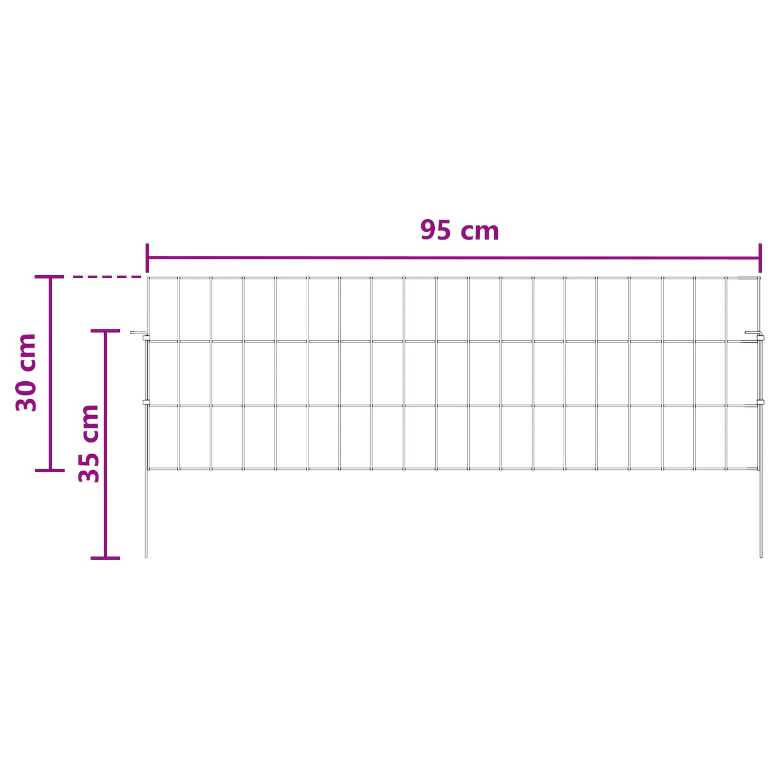 vidaXL Ogrodzenie z palikami 24 pcs 95 x 30 cm Mesh Stal ocynkowana