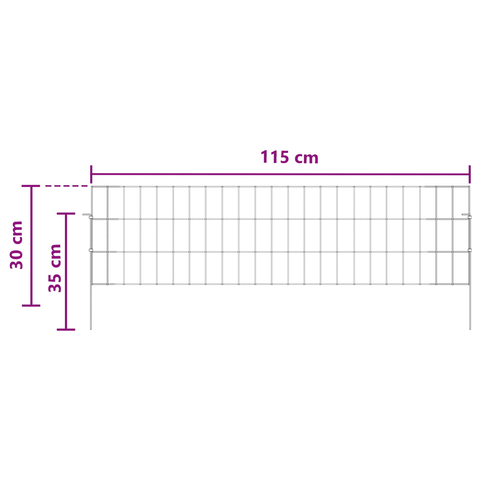 vidaXL Ogrodzenie z palikami 12 pcs 115 x 30 cm Mesh Stal ocynkowana