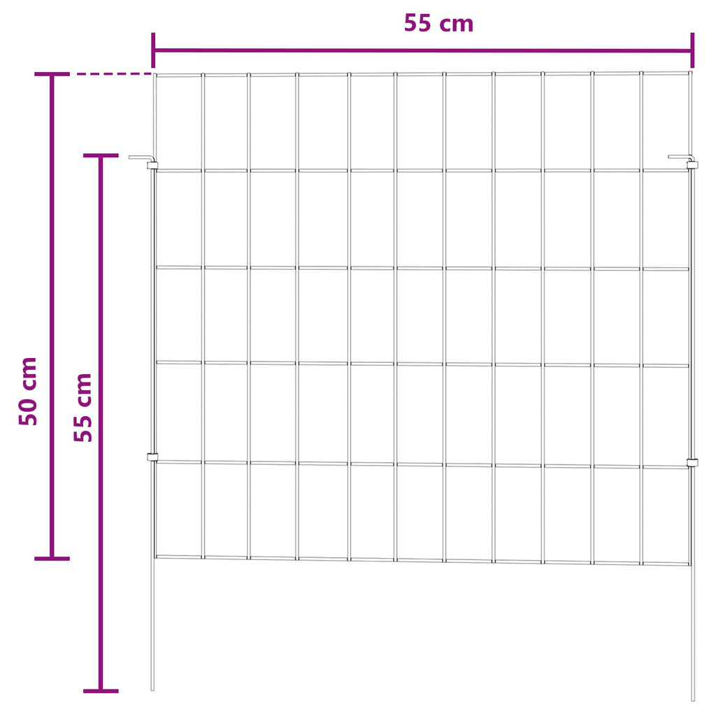 vidaXL Ogrodzenie z palikami 24 pcs 55 x 50 cm Mesh Stal ocynkowana