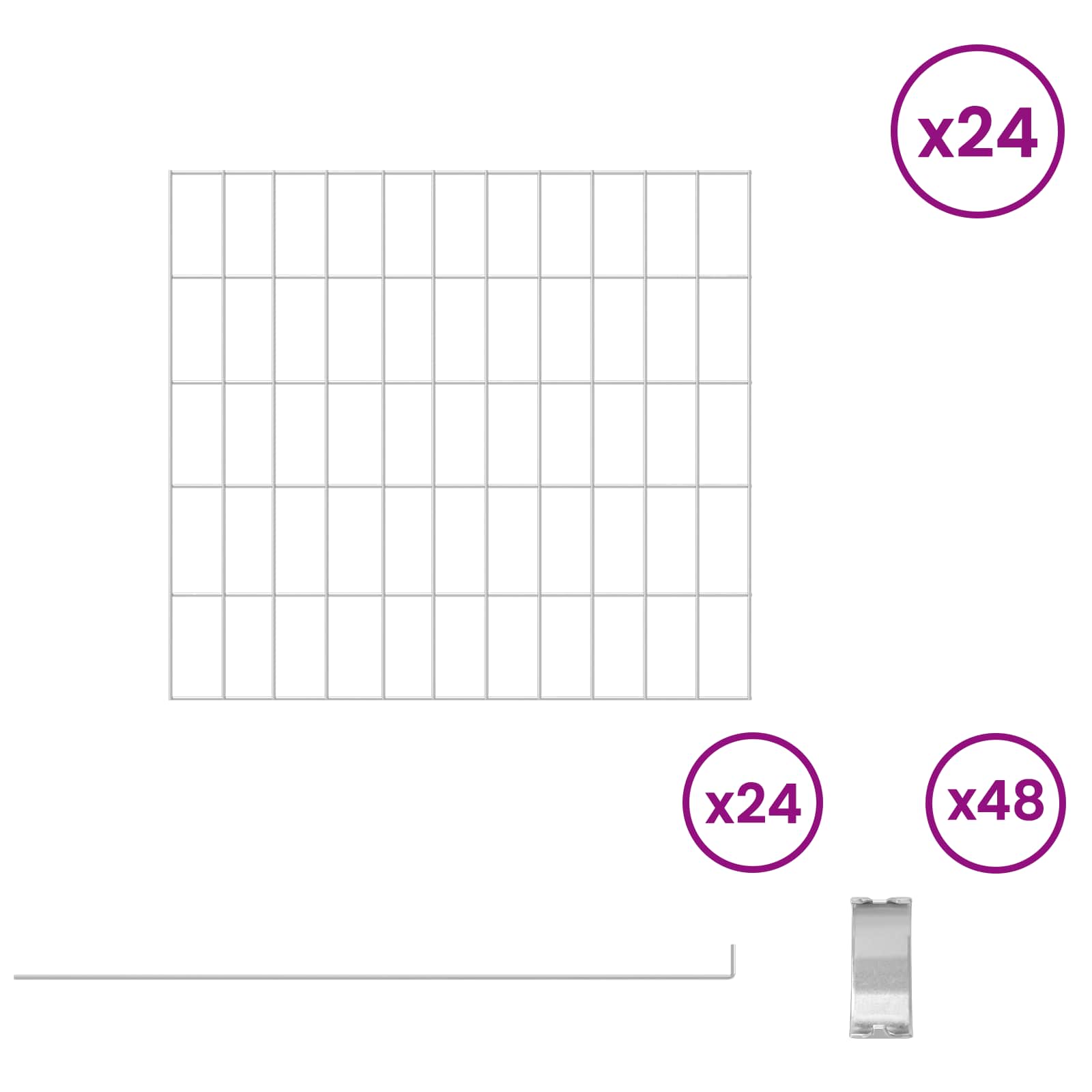 vidaXL Ogrodzenie z palikami 24 pcs 55 x 50 cm Mesh Stal ocynkowana