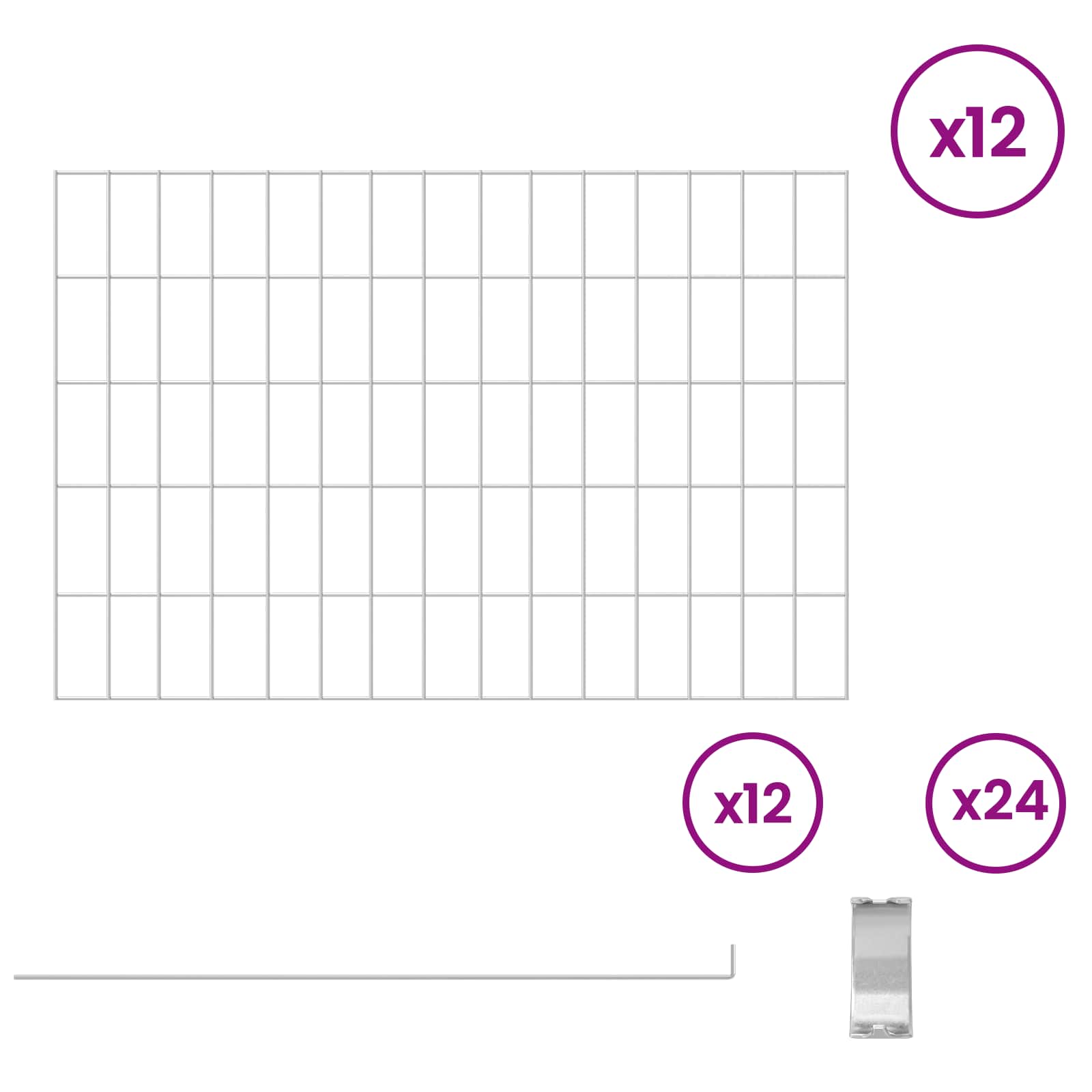 vidaXL Ogrodzenie z palikami 12 pcs 75 x 50 cm Mesh Stal ocynkowana