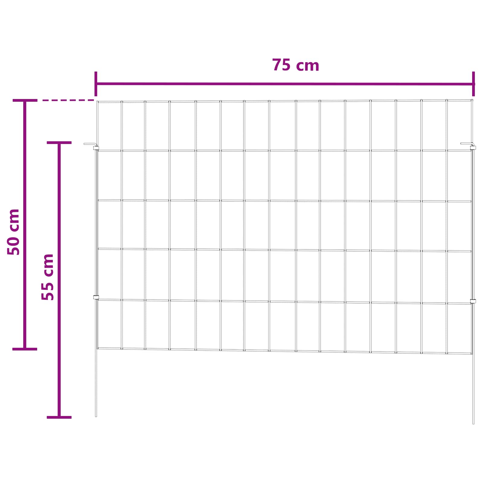 vidaXL Ogrodzenie z palikami 24 pcs 75 x 50 cm Mesh Stal ocynkowana