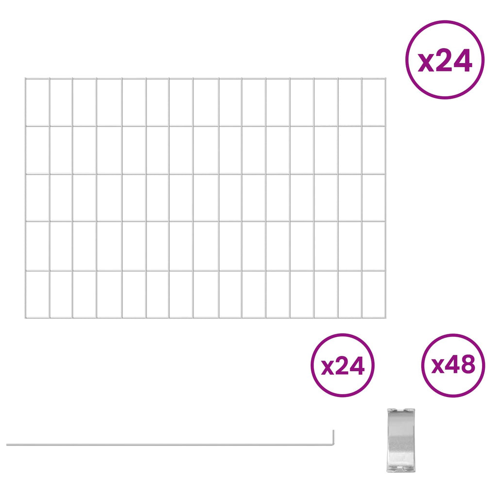 vidaXL Ogrodzenie z palikami 24 pcs 75 x 50 cm Mesh Stal ocynkowana