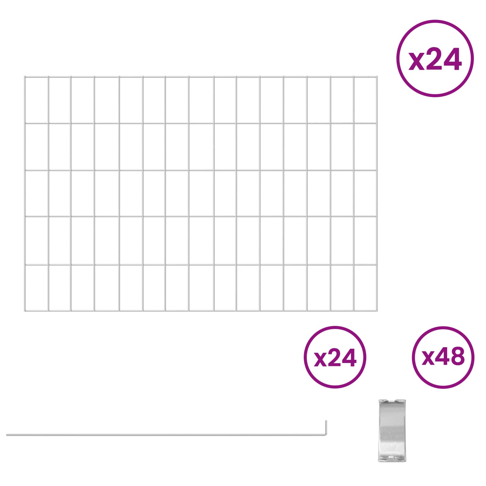vidaXL Ogrodzenie z palikami 24 pcs 75 x 50 cm Mesh Stal ocynkowana
