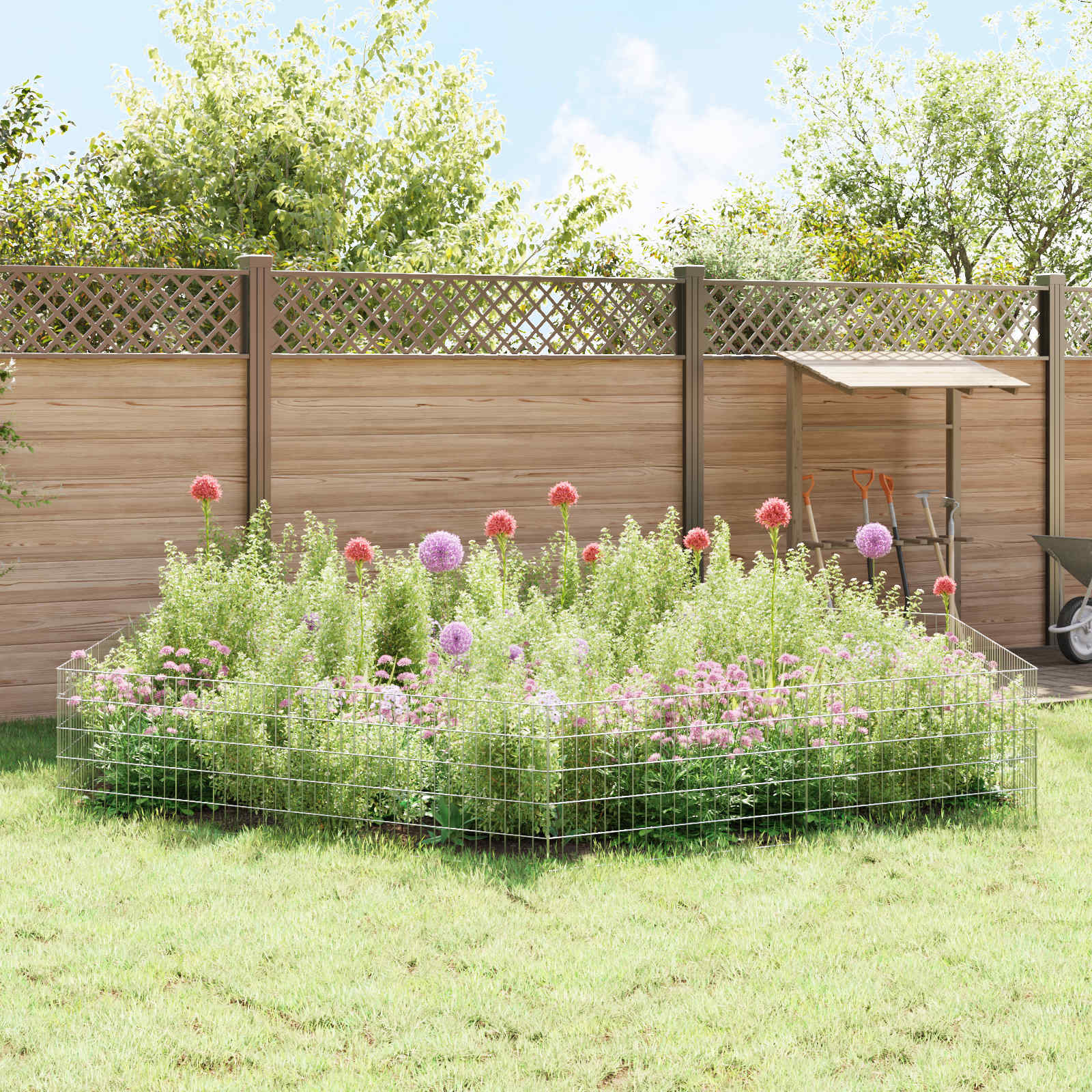 vidaXL Ogrodzenie z palikami 12 pcs 95 x 50 cm Mesh Stal ocynkowana