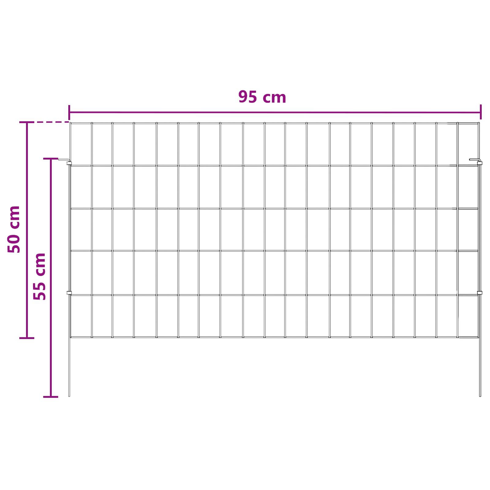 vidaXL Ogrodzenie z palikami 12 pcs 95 x 50 cm Mesh Stal ocynkowana