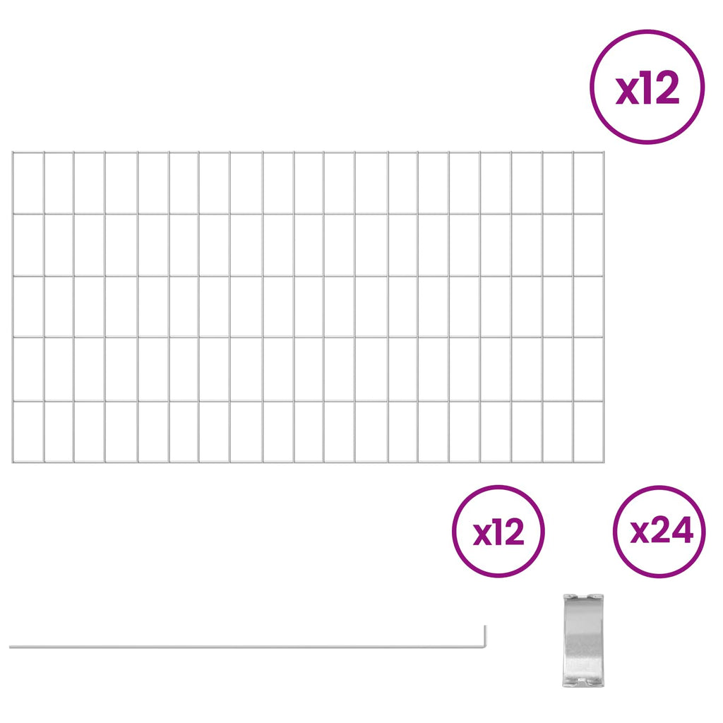 vidaXL Ogrodzenie z palikami 12 pcs 95 x 50 cm Mesh Stal ocynkowana