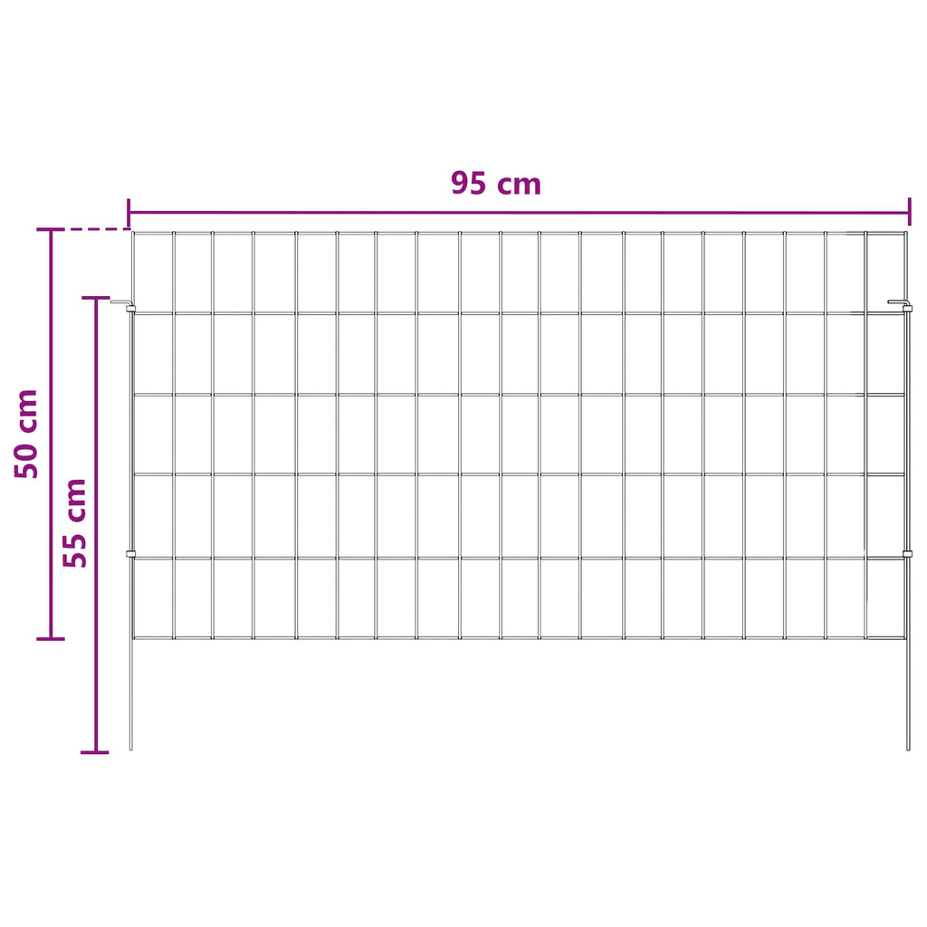 vidaXL Ogrodzenie z palikami 24 pcs 95 x 50 cm Mesh Stal ocynkowana