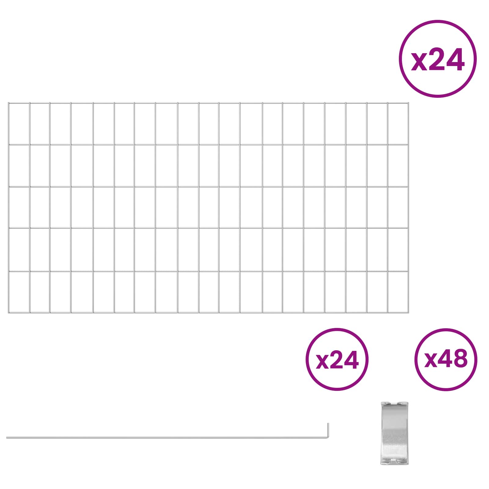 vidaXL Ogrodzenie z palikami 24 pcs 95 x 50 cm Mesh Stal ocynkowana