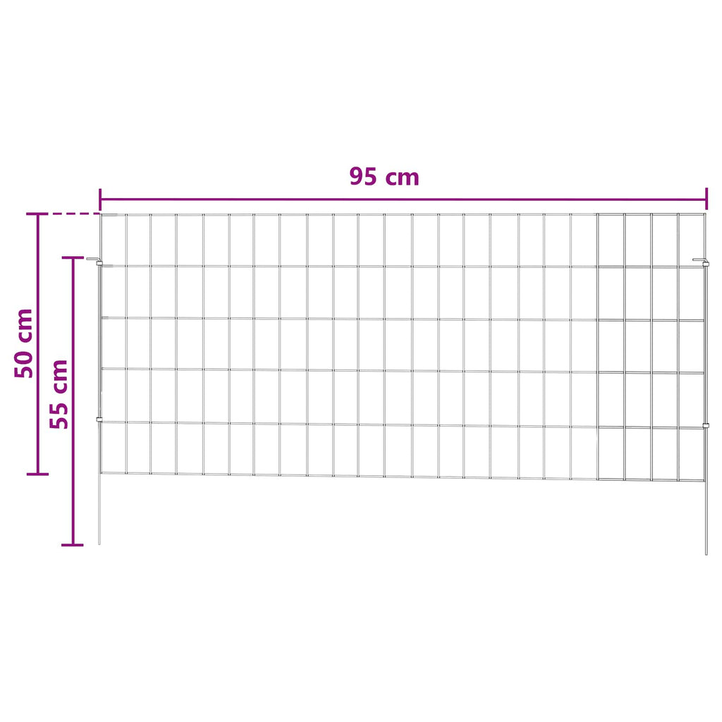vidaXL Ogrodzenie z palikami 12 pcs 115 x 50 cm Mesh Stal ocynkowana