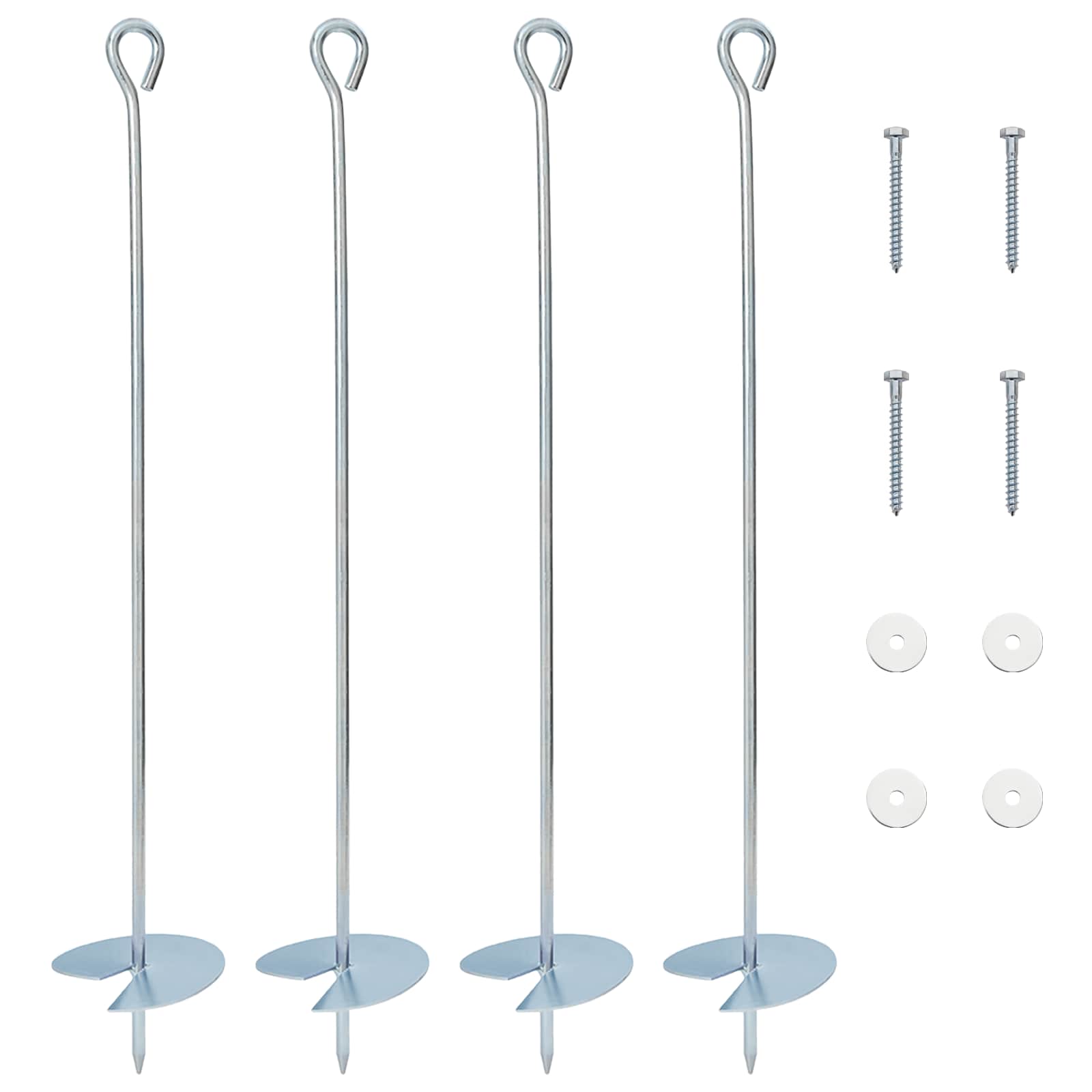 vidaXL Kotwa ziemna 4 pcs srebrny Ø10 x 60 cm Galwanizowany metal