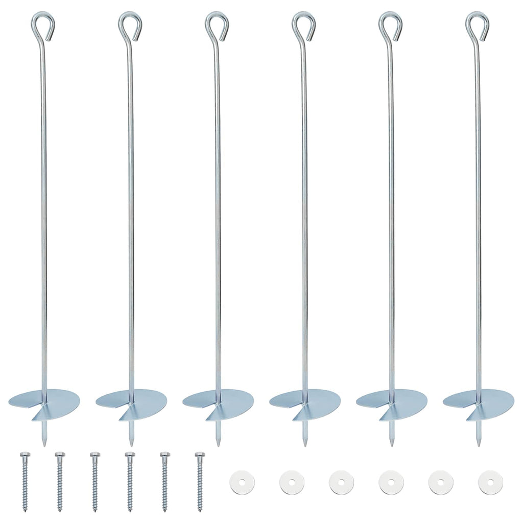 vidaXL Kotwa ziemna 6 pcs srebrny Ø10 x 60 cm Galwanizowany metal