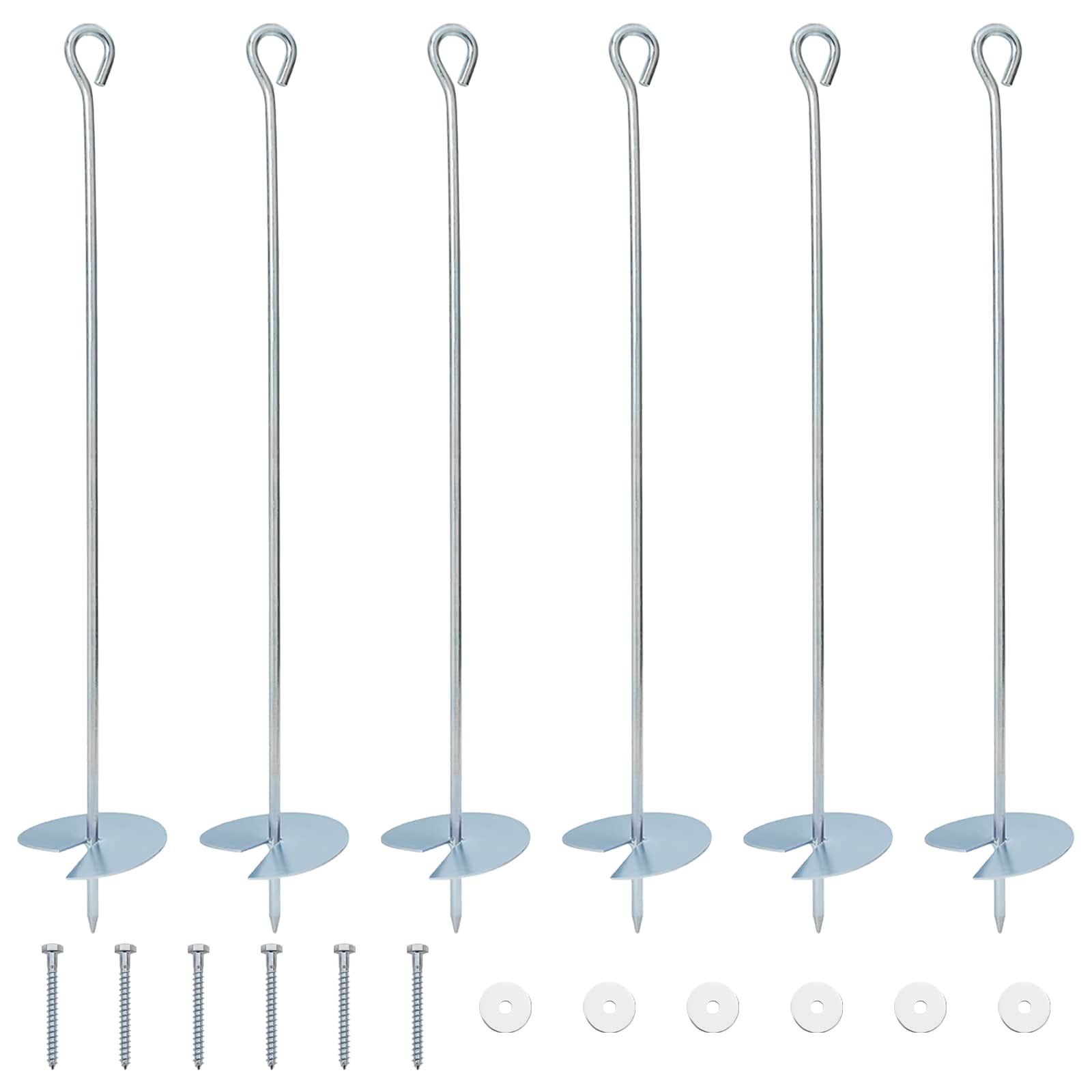 vidaXL Kotwa ziemna 6 pcs srebrny Ø10 x 60 cm Galwanizowany metal
