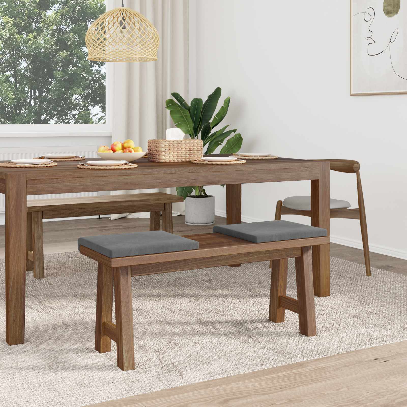 vidaXL Poduszka na ławkę 2 pcs Welur ciemnoszary Głębokość 35 cm