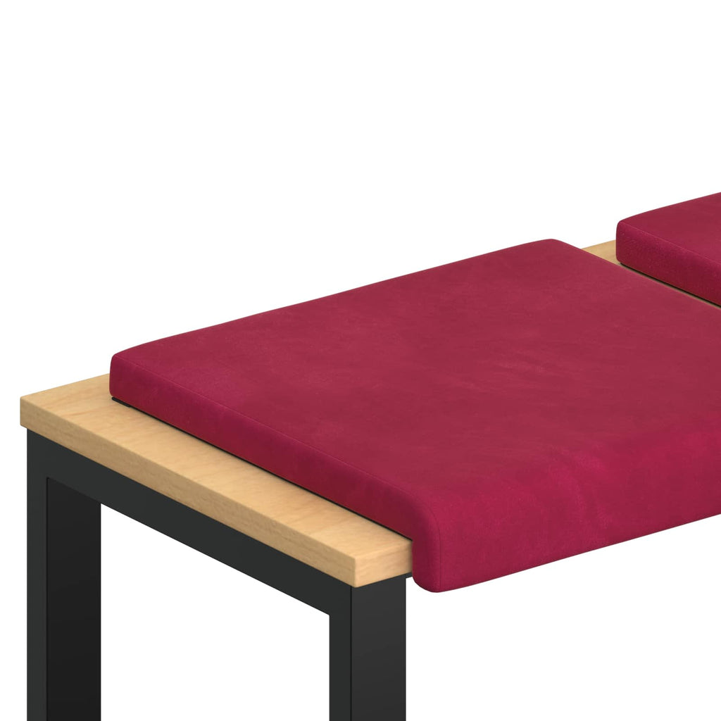 vidaXL Poduszka na ławkę 2 pcs Welur Czerwone wino Głębokość 35 cm