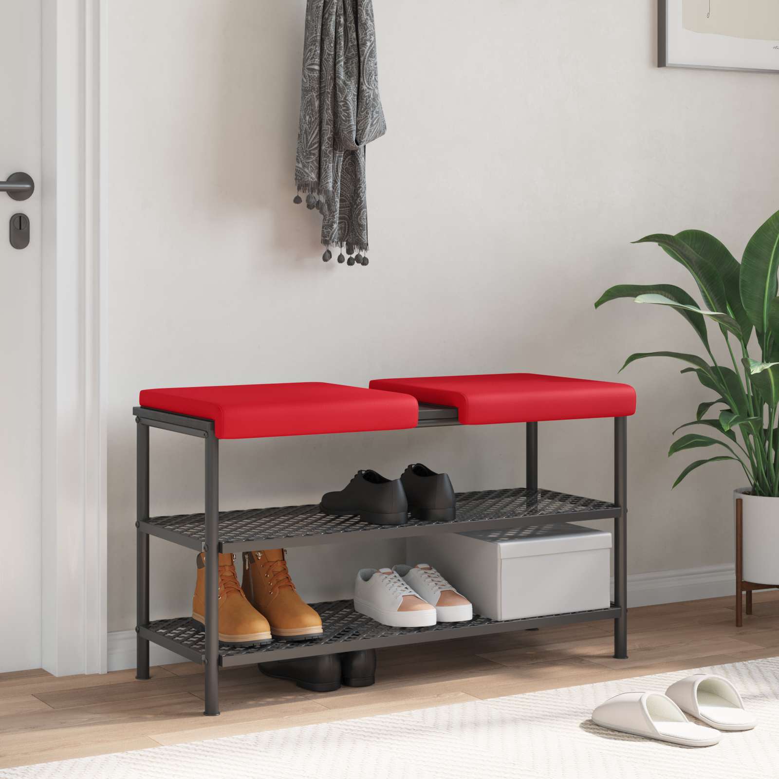 vidaXL Poduszka na ławkę 2 pcs Ekoskóra czerwony Głębokość 35 cm