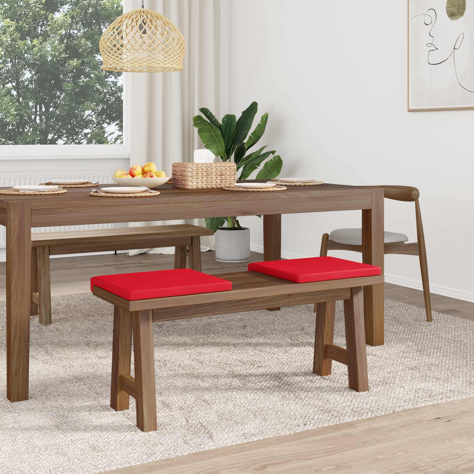 vidaXL Poduszka na ławkę 2 pcs Ekoskóra czerwony Głębokość 35 cm