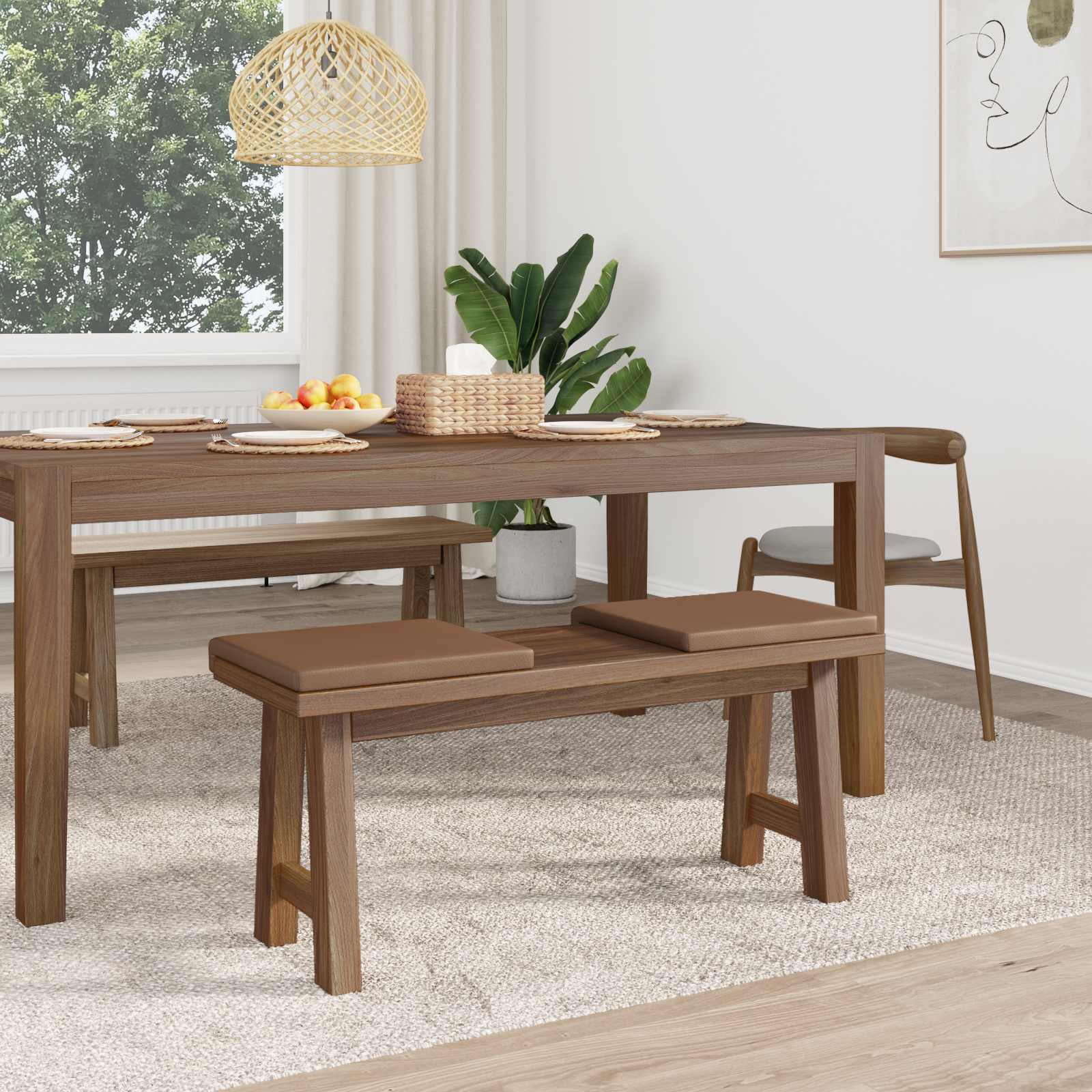 vidaXL Poduszka na ławkę 2 pcs Ekoskóra Cappuccino Głębokość 35 cm