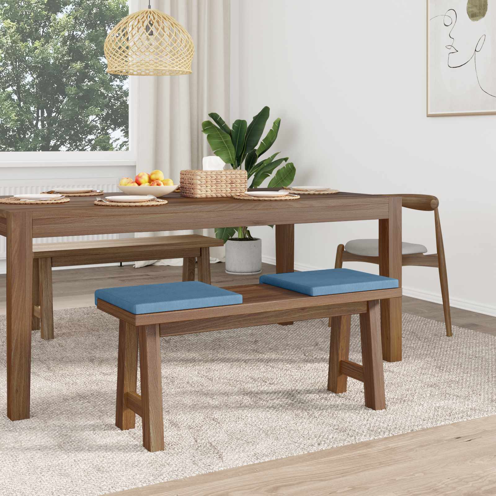 vidaXL Poduszka na ławkę 2 pcs sztruks niebieski Głębokość 35 cm