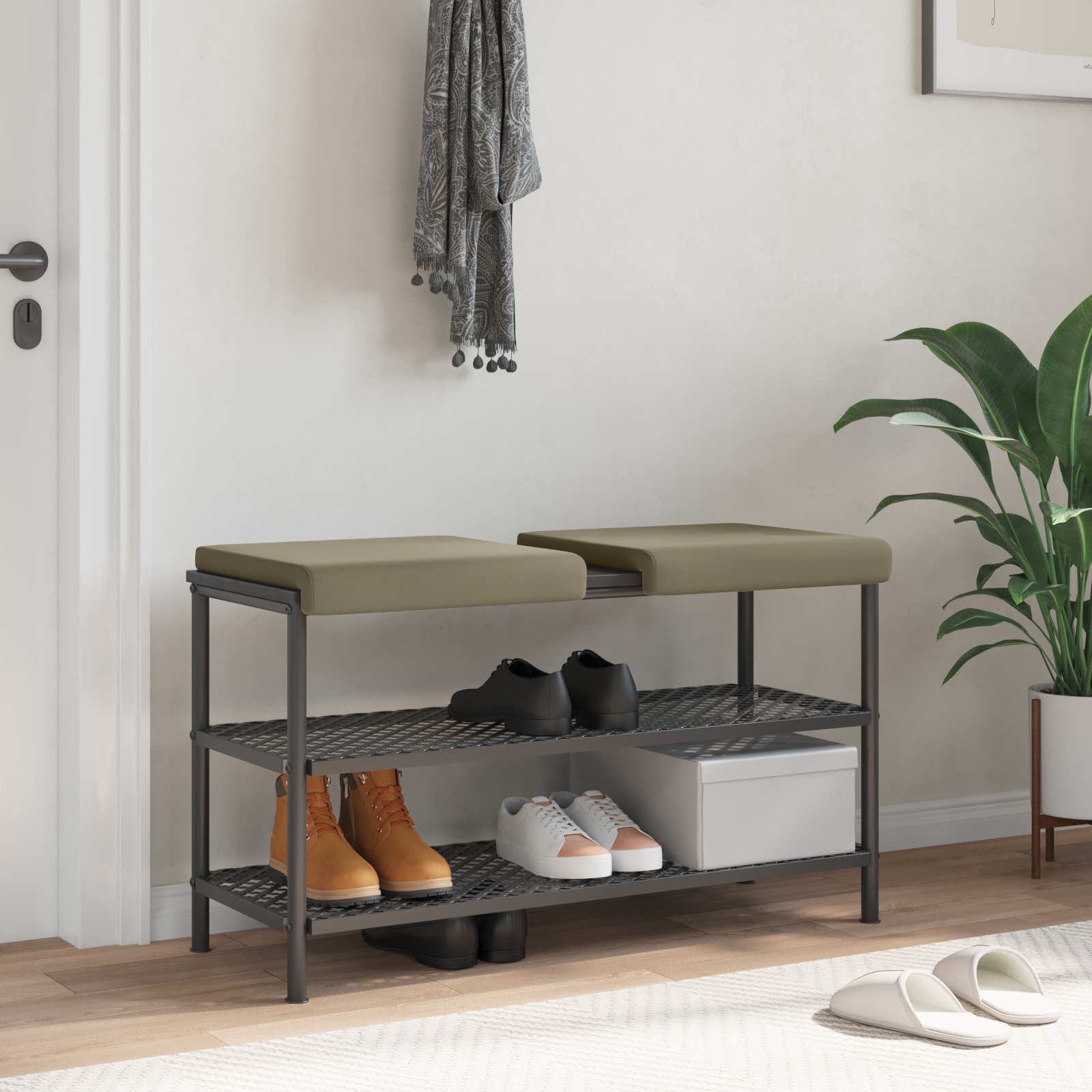 vidaXL Poduszka na ławkę 2 pcs Teksturowany Welur Khaki