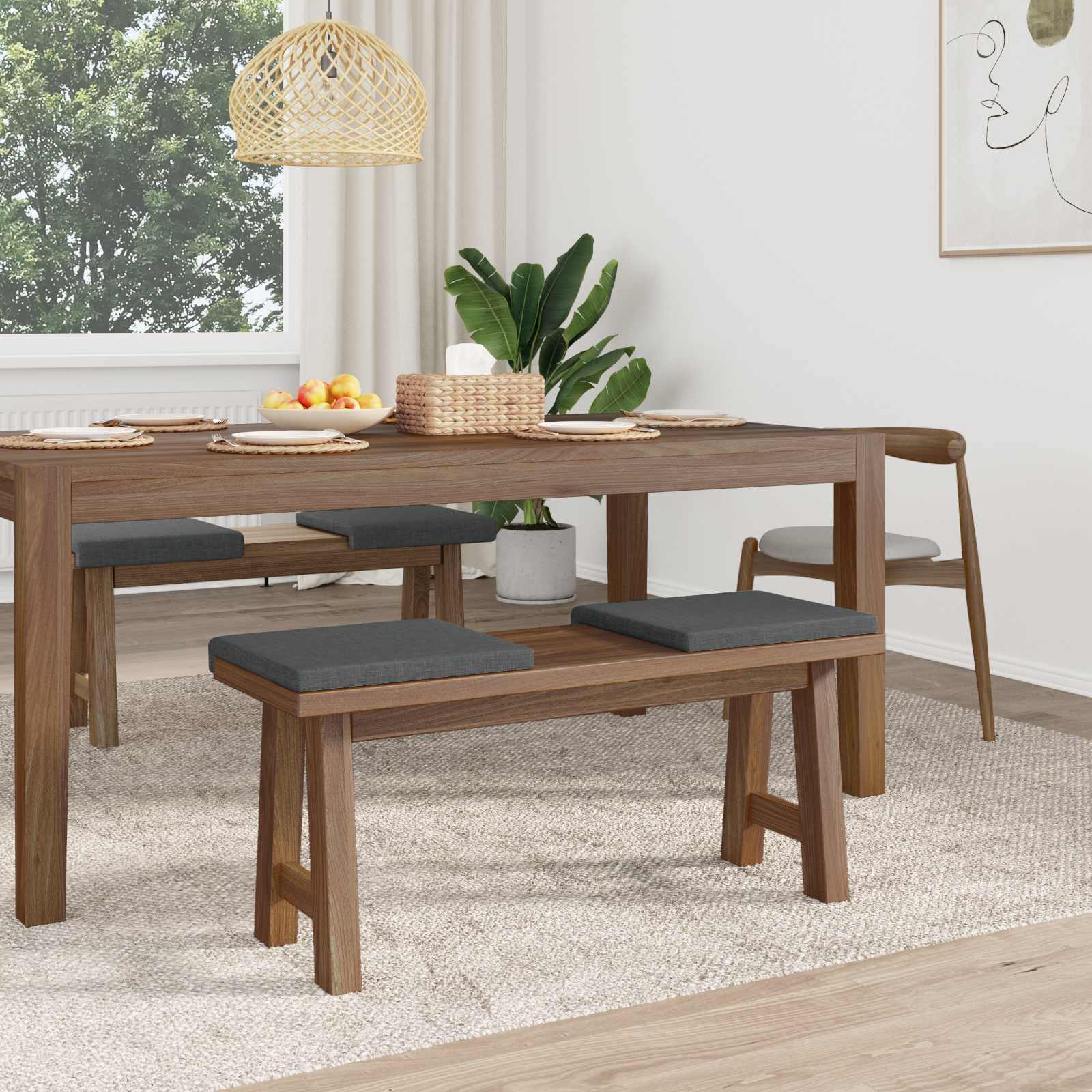 vidaXL Poduszka na ławkę 4 pcs tkanina ciemnoszary Głębokość 35 cm