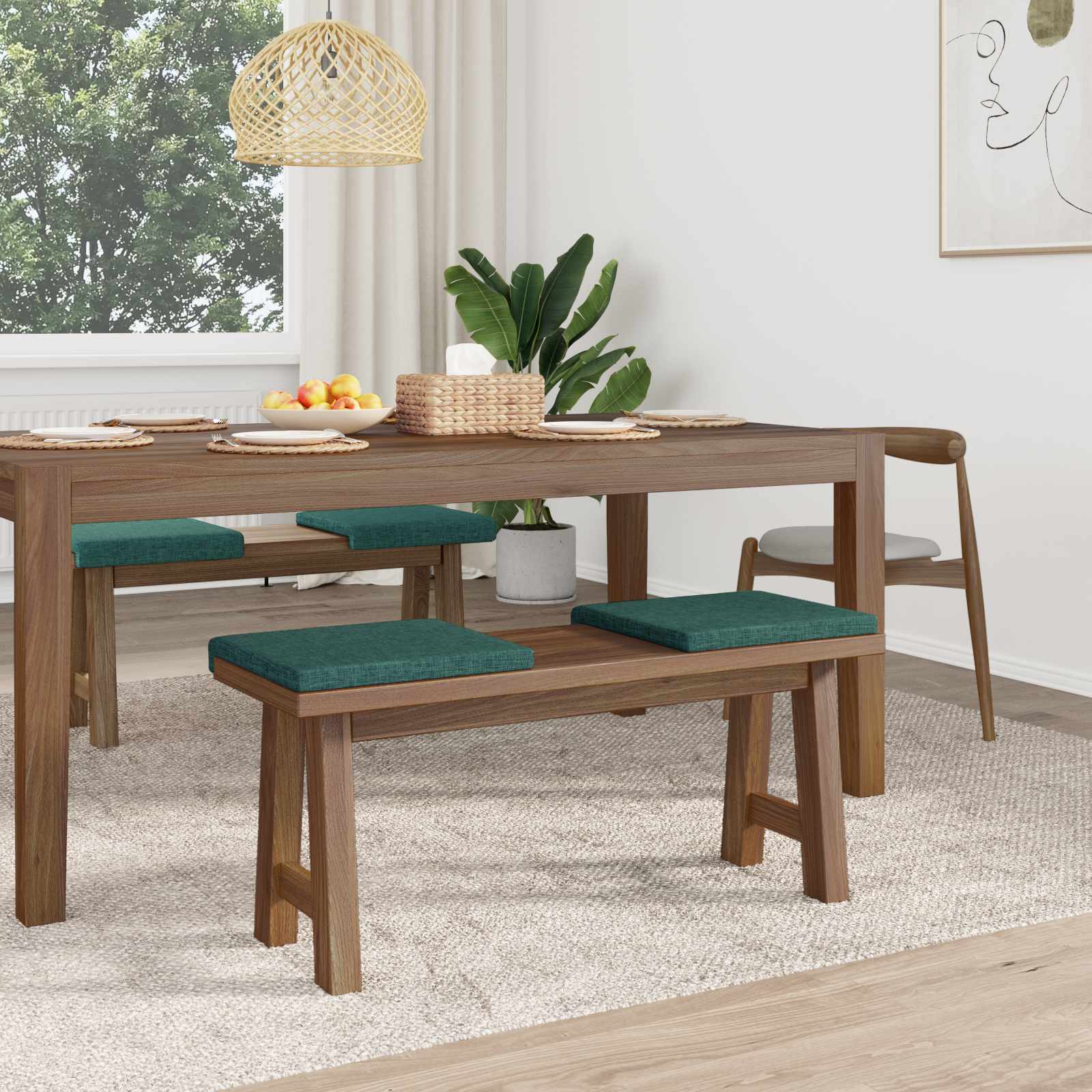 vidaXL Poduszka na ławkę 4 pcs tkanina Ciemnozielony Głębokość 35 cm