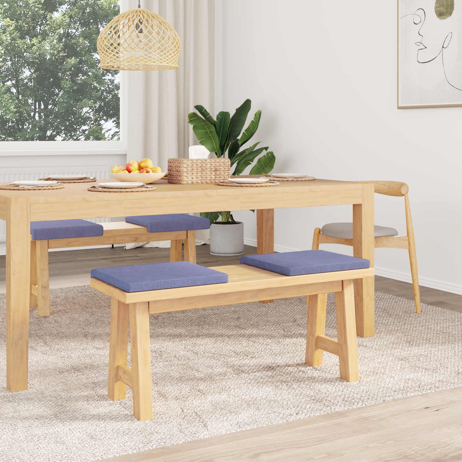 vidaXL Poduszka na ławkę 4 pcs tkanina Niebieski dżins Głębokość 35 cm