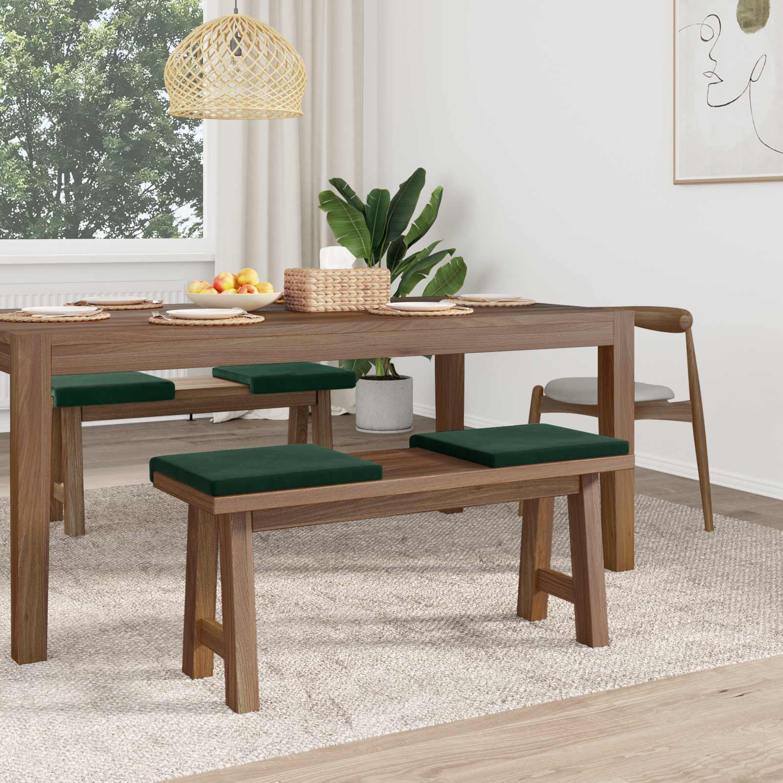 vidaXL Poduszka na ławkę 4 pcs Welur Ciemnozielony Głębokość 35 cm