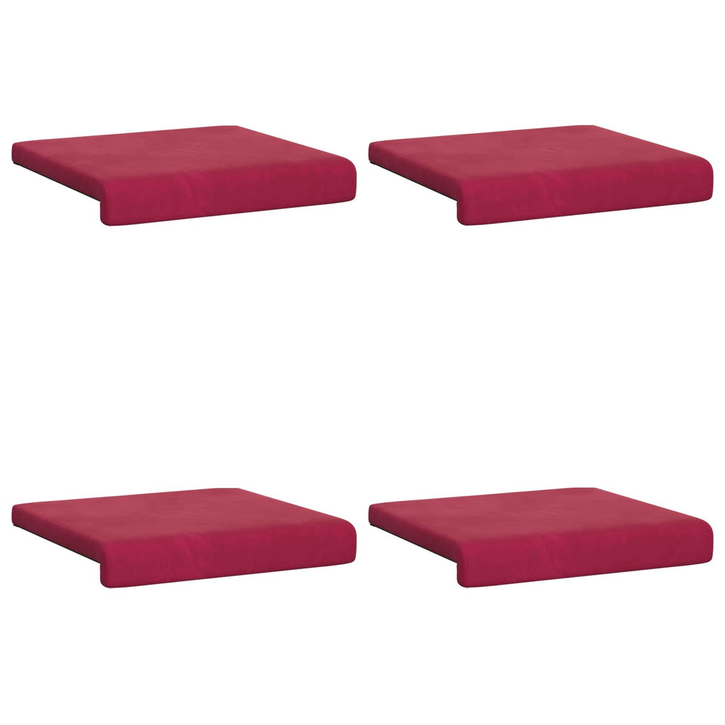 vidaXL Poduszka na ławkę 4 pcs Welur Czerwone wino Głębokość 35 cm