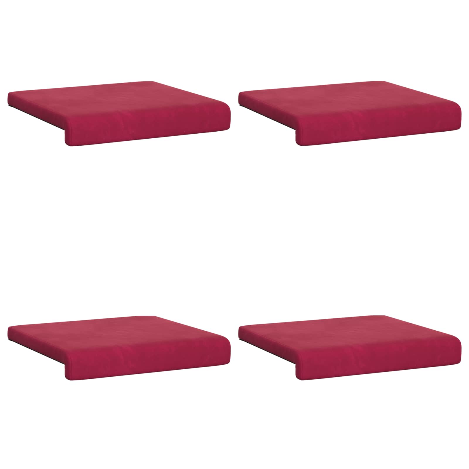 vidaXL Poduszka na ławkę 4 pcs Welur Czerwone wino Głębokość 35 cm