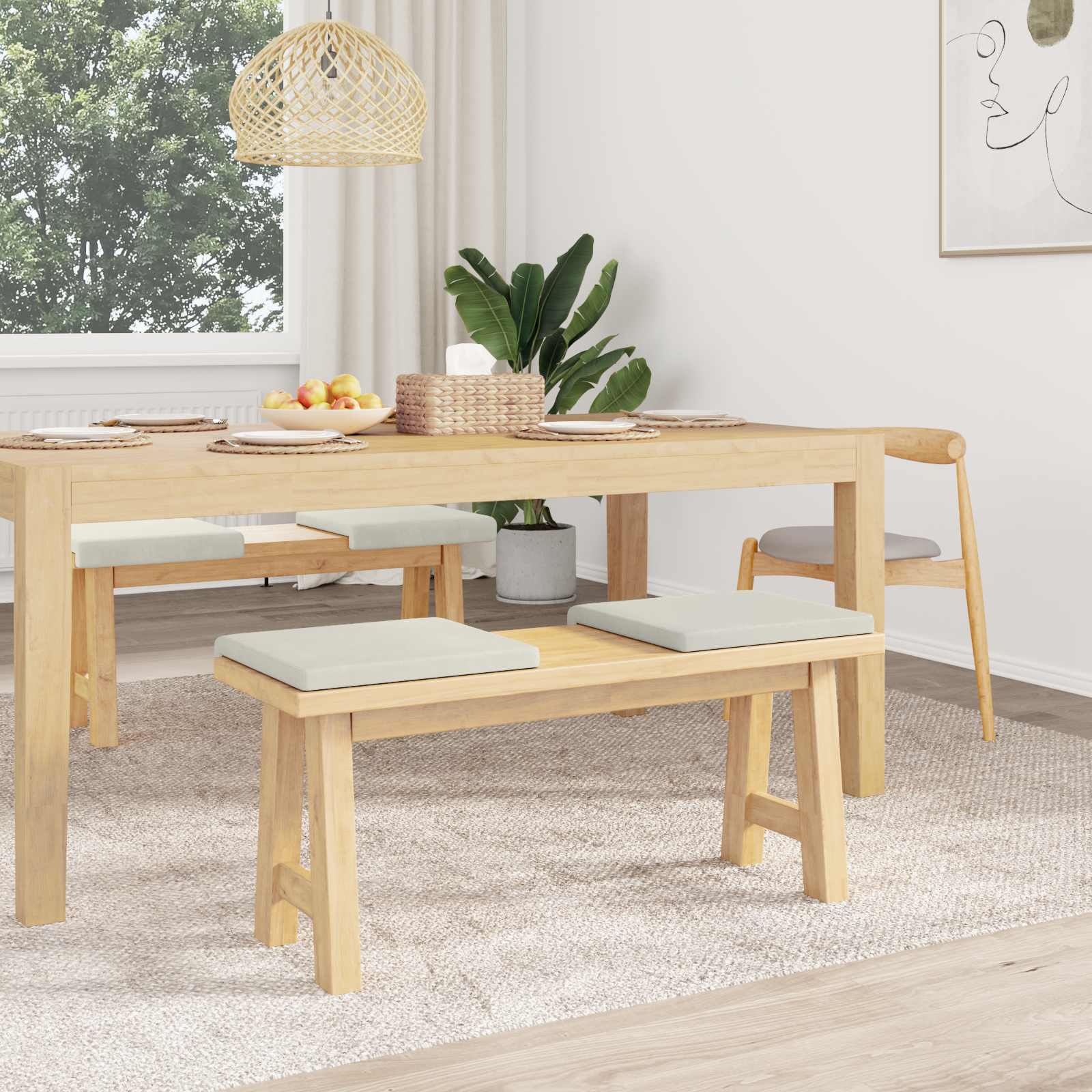 vidaXL Poduszka na ławkę 4 pcs Welur kremowy Głębokość 35 cm