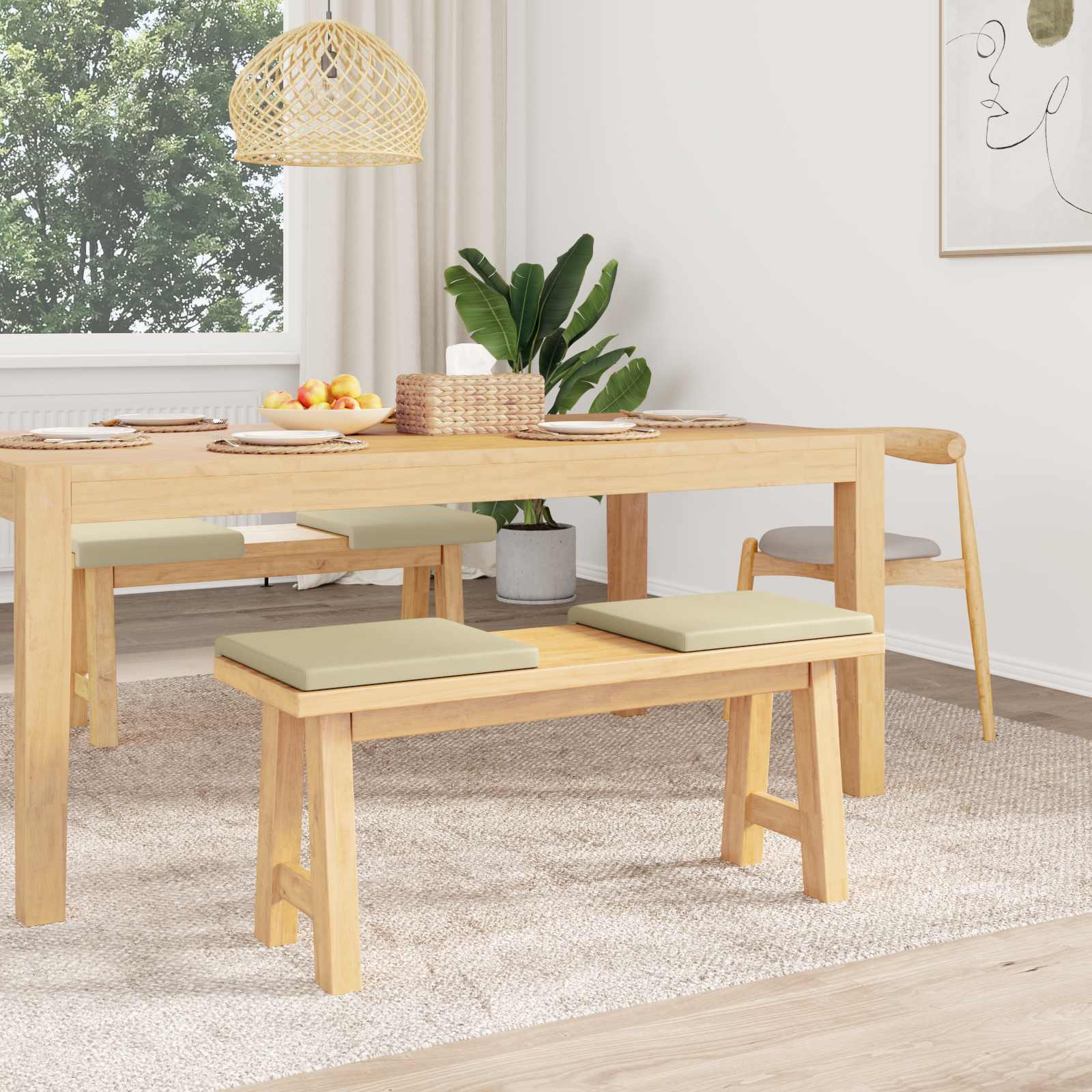 vidaXL Poduszka na ławkę 4 pcs Ekoskóra kremowy Głębokość 35 cm
