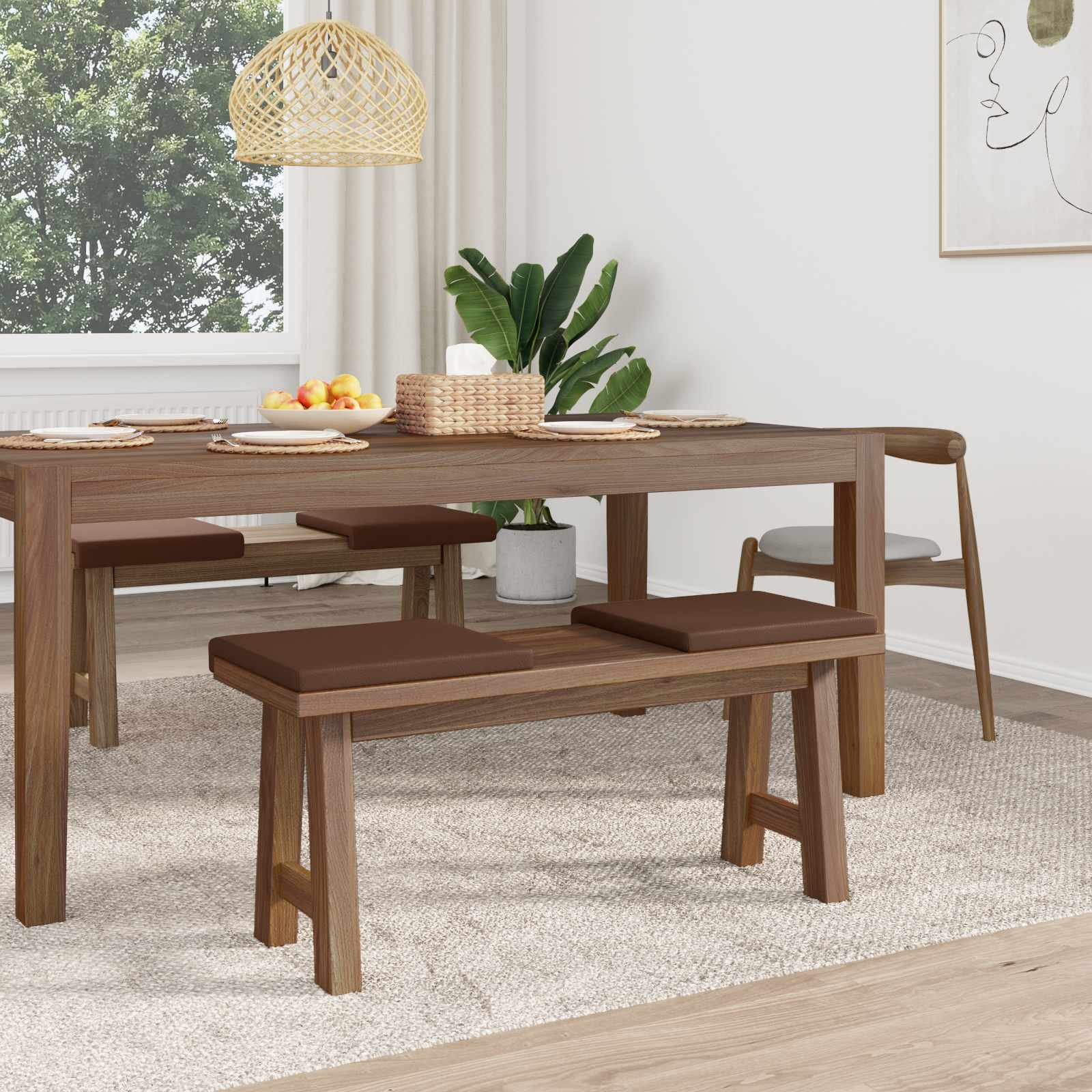 vidaXL Poduszka na ławkę 4 pcs Ekoskóra brązowy Głębokość 35 cm