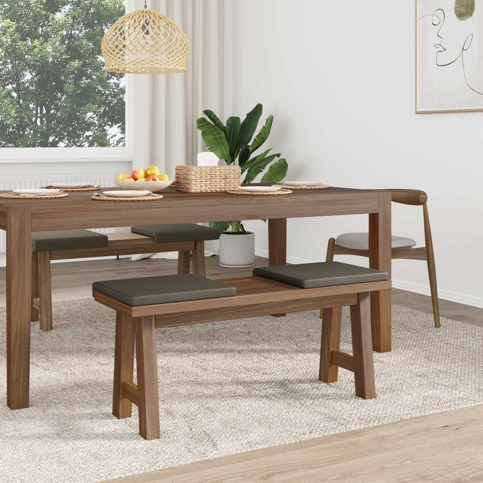 vidaXL Poduszka na ławkę 4 pcs Ekoskóra Szary Głębokość 35 cm