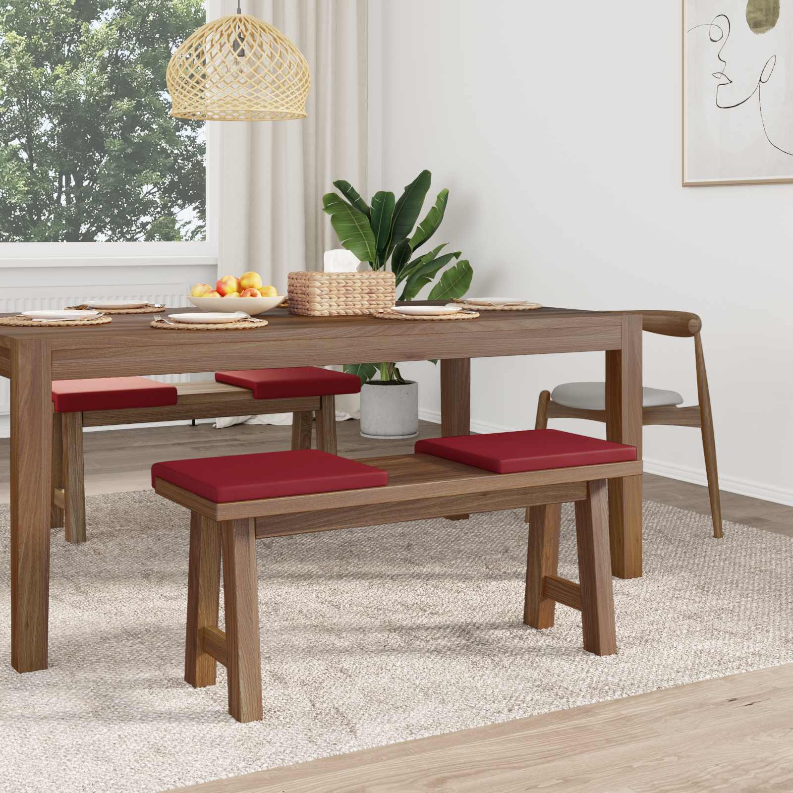 vidaXL Poduszka na ławkę 4 pcs Ekoskóra Czerwone wino Głębokość 35 cm