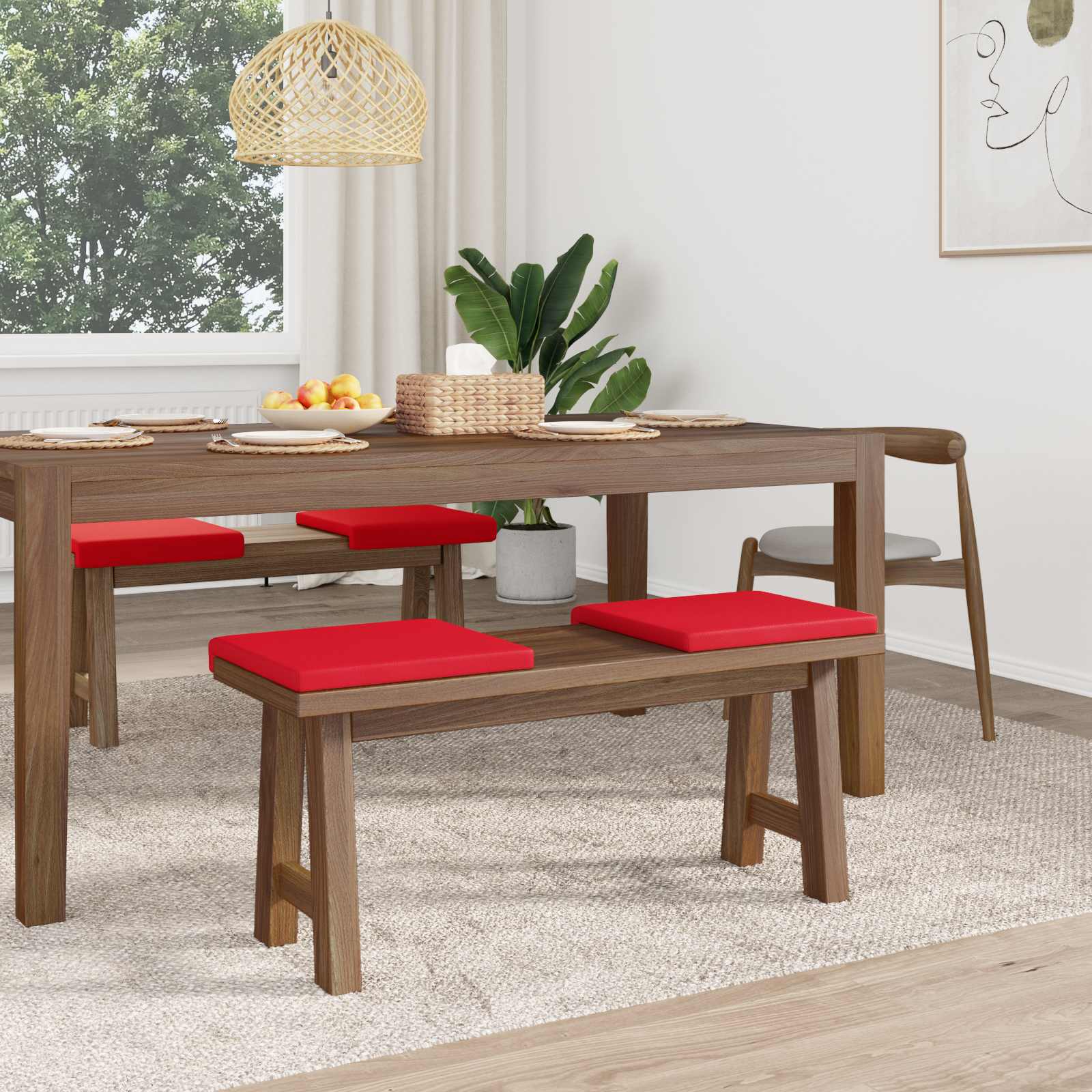 vidaXL Poduszka na ławkę 4 pcs Ekoskóra czerwony Głębokość 35 cm