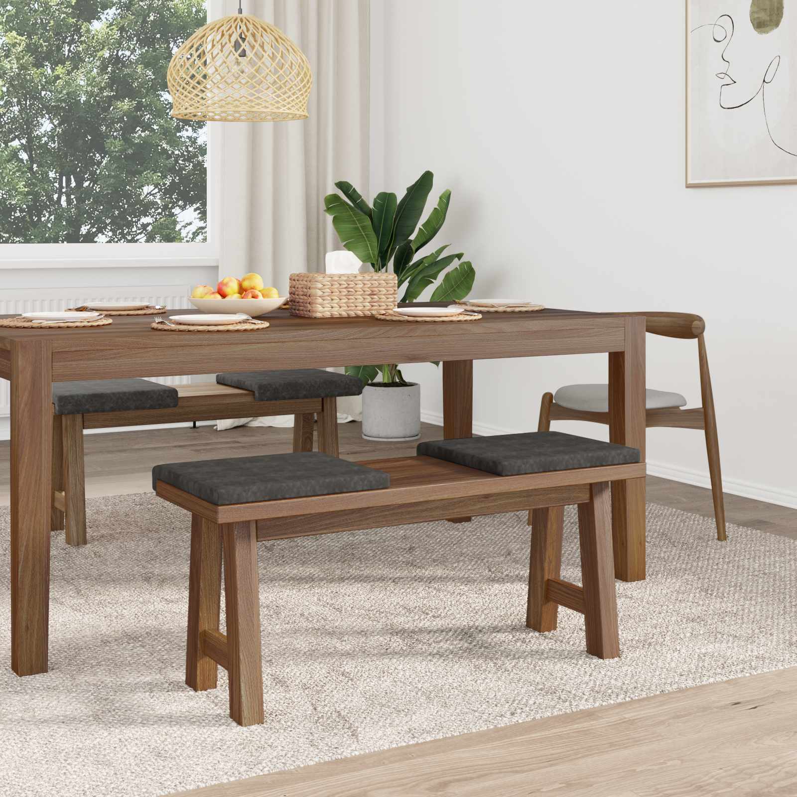 vidaXL Poduszka na ławkę 4 pcs Ekoskóra Czarny Głębokość 35 cm