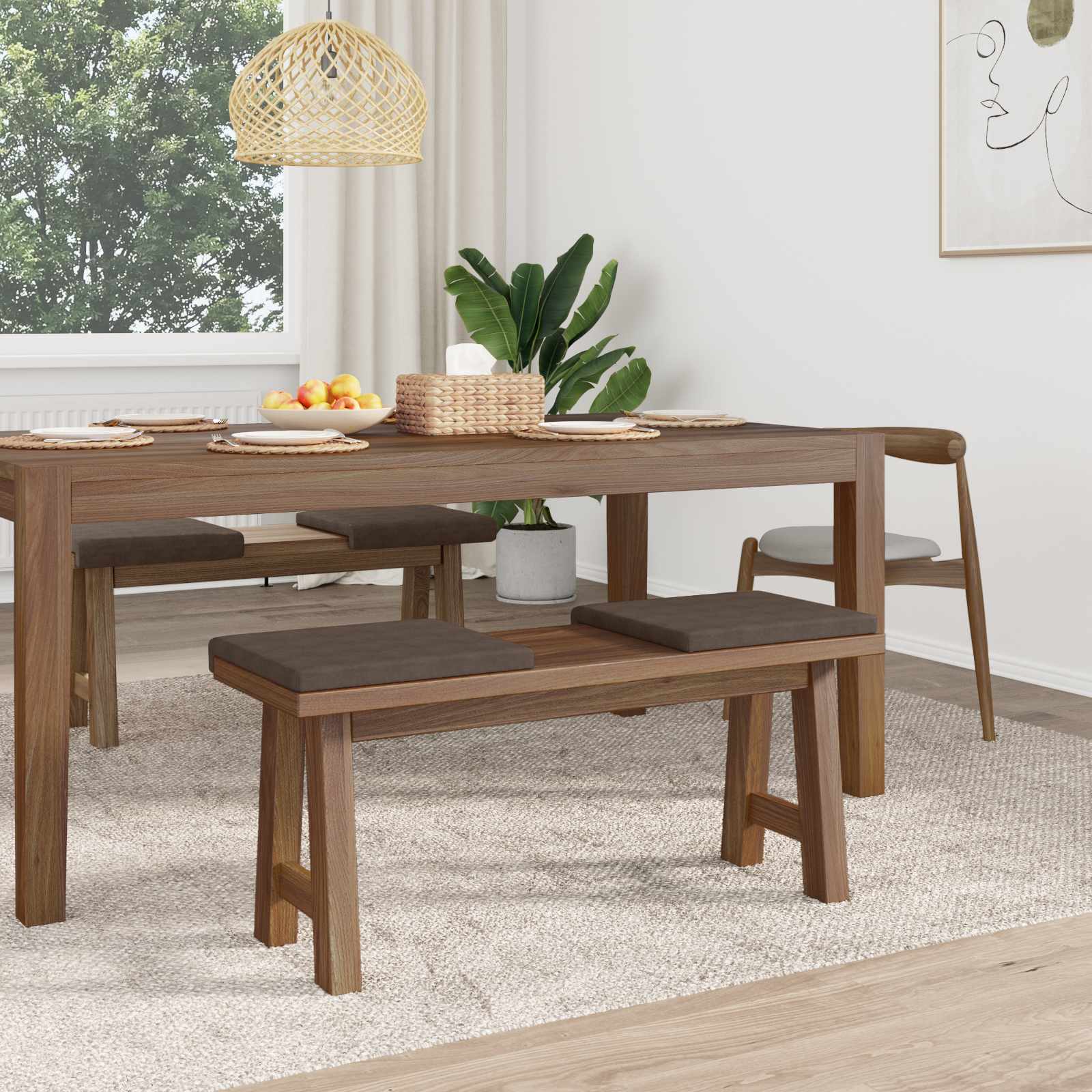 vidaXL Poduszka na ławkę 4 pcs Mikrofibra brązowy Głębokość 35 cm