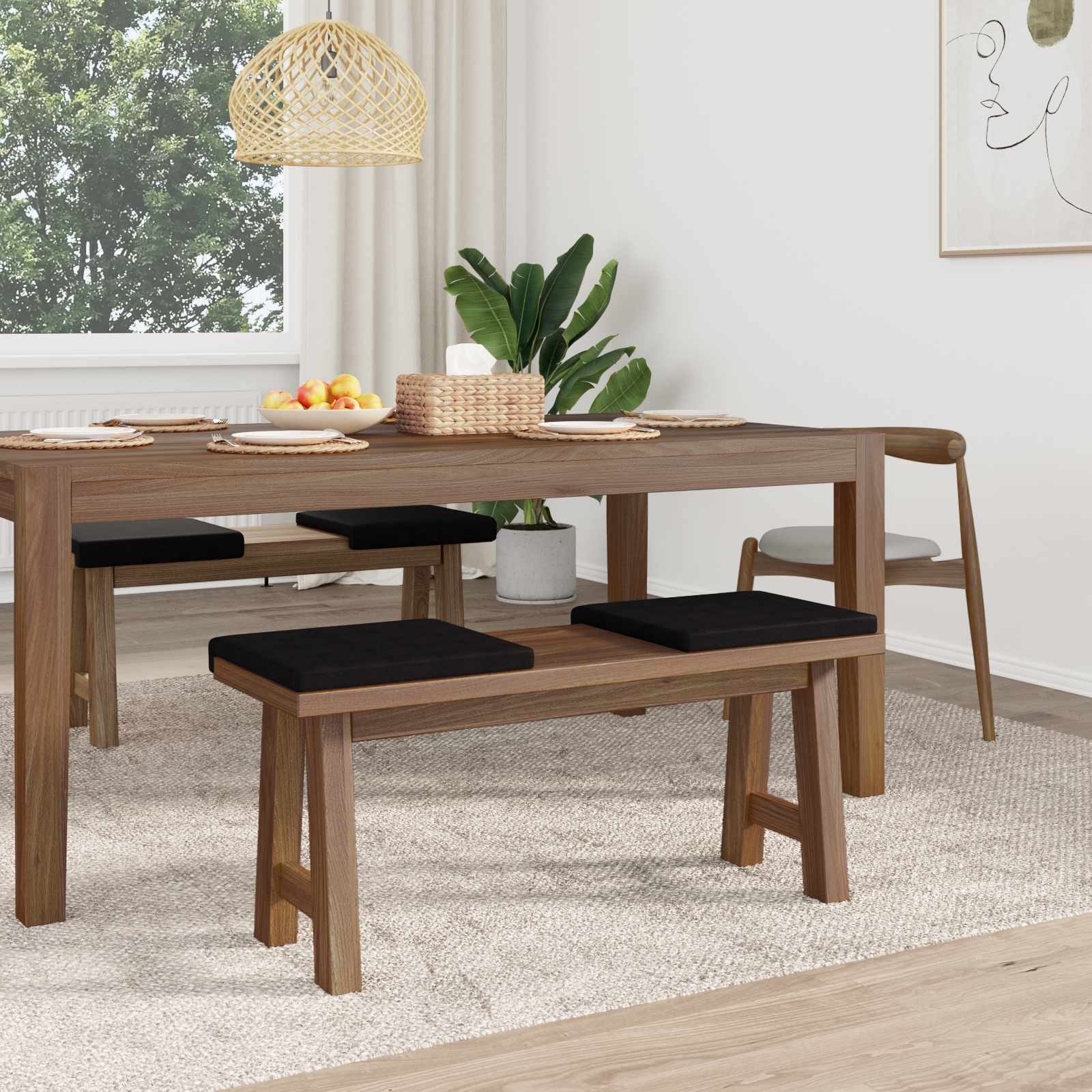 vidaXL Poduszka na ławkę 4 pcs Mikrofibra Czarny Głębokość 35 cm