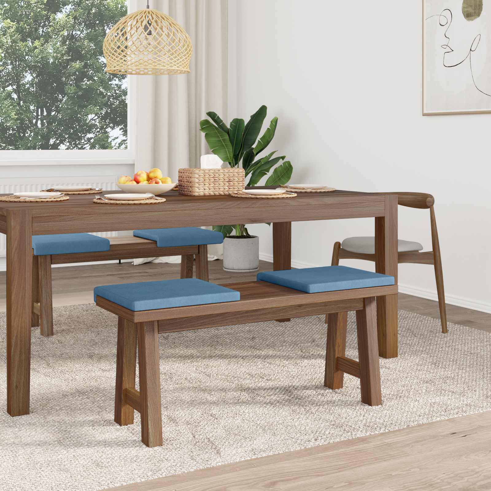 vidaXL Poduszka na ławkę 4 pcs sztruks niebieski Głębokość 35 cm